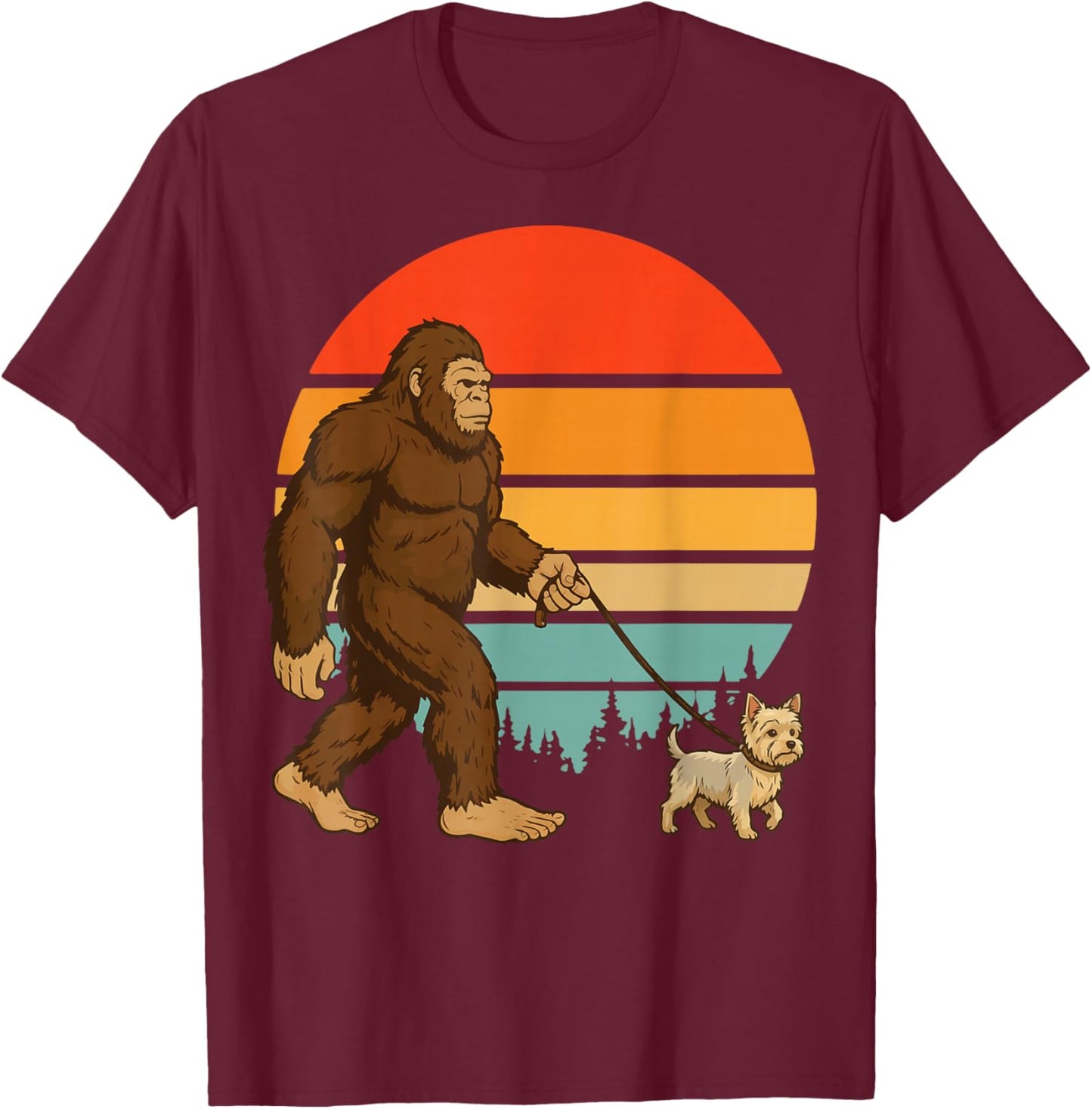 Bigfoot Yorkshire Terrier Retro Yorkie T-Shirt - T-Shirt | Maroon