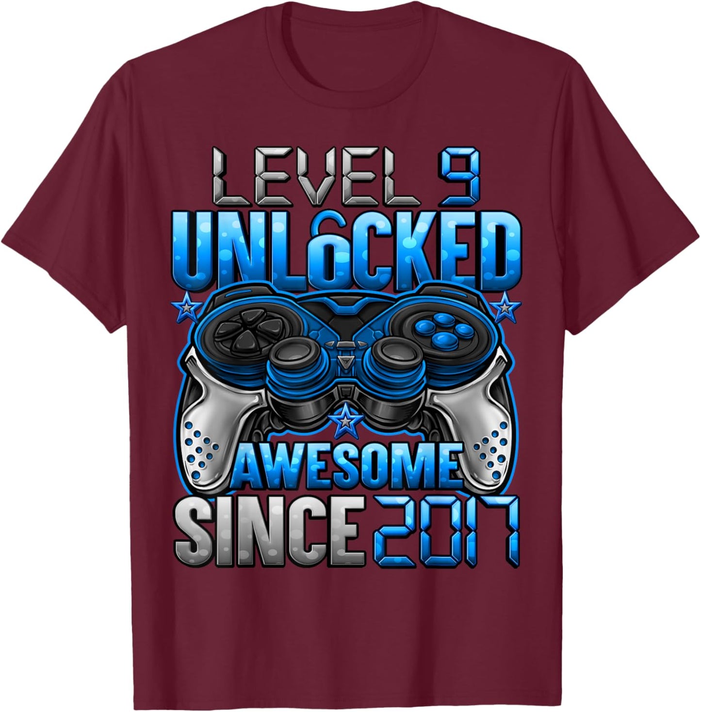 Level 9 Unlocked 9 Year Old Gifts for Boys 9th Birthday Boy T-Shirt - T-Shirt | Maroon