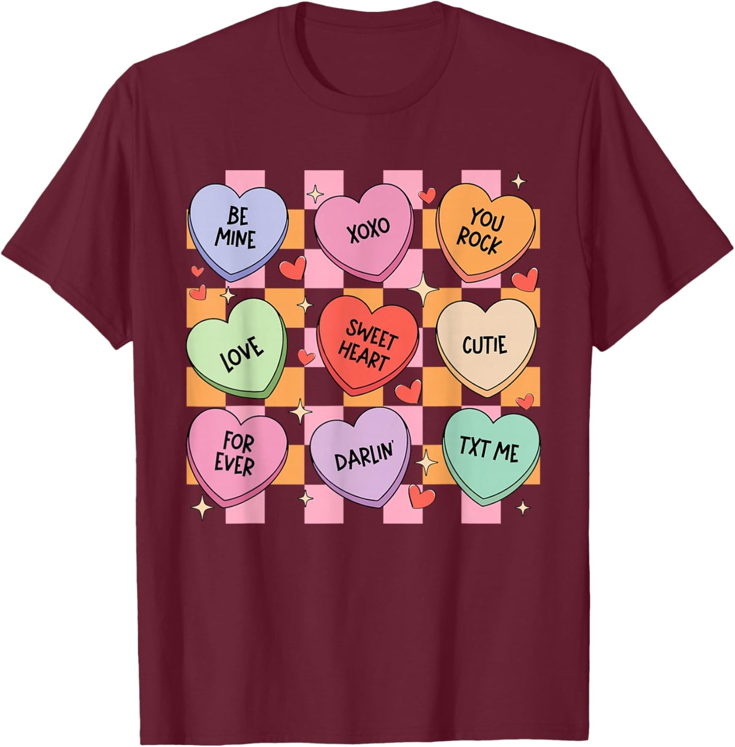 Valentines Hearts Candy Be Mine Valentine Men Women Kids T-Shirt - T-Shirt | Maroon