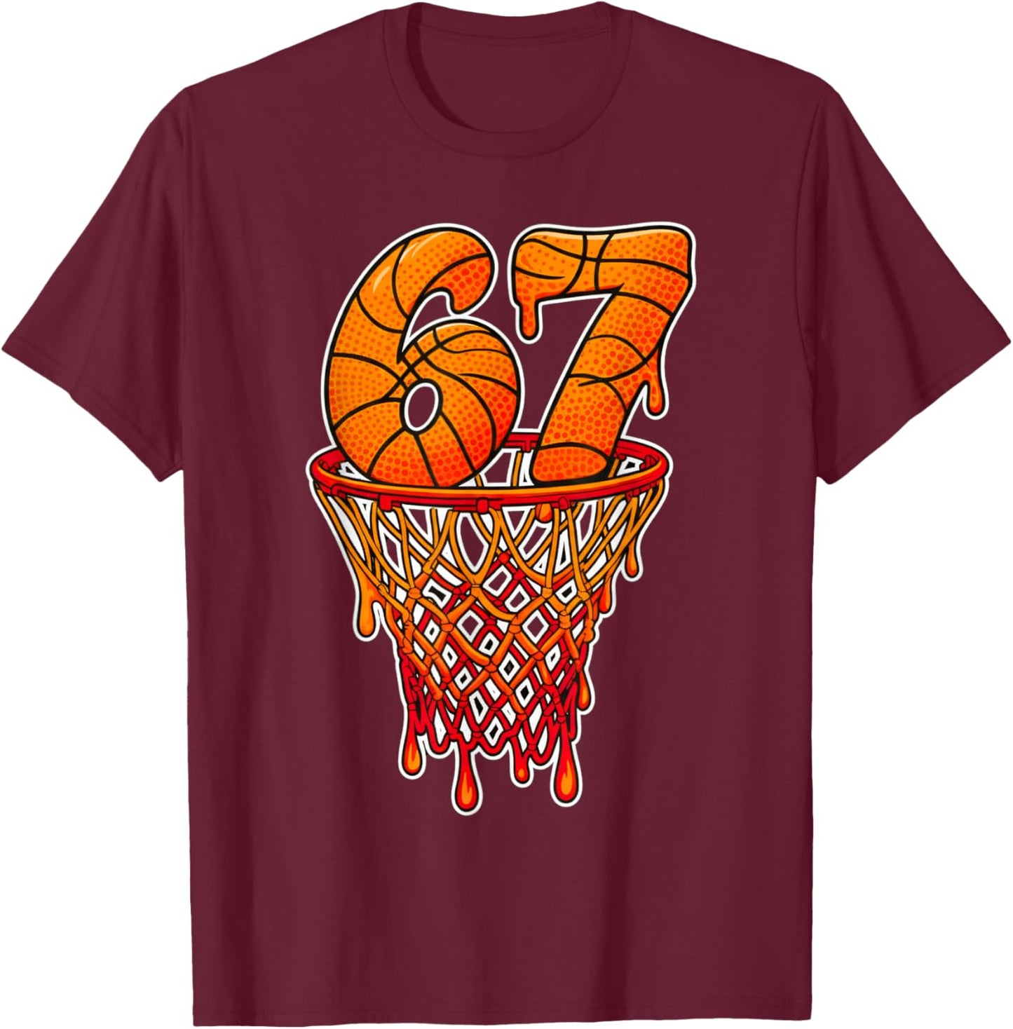 67 Basketball Ice Cream Drip Six Seven Bball T-Shirt - T-Shirt | Maroon