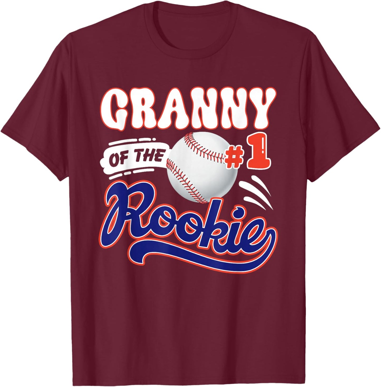 Granny Rookie of Year 1st Birthday Baseball Theme Matching T-Shirt - T-Shirt | Maroon