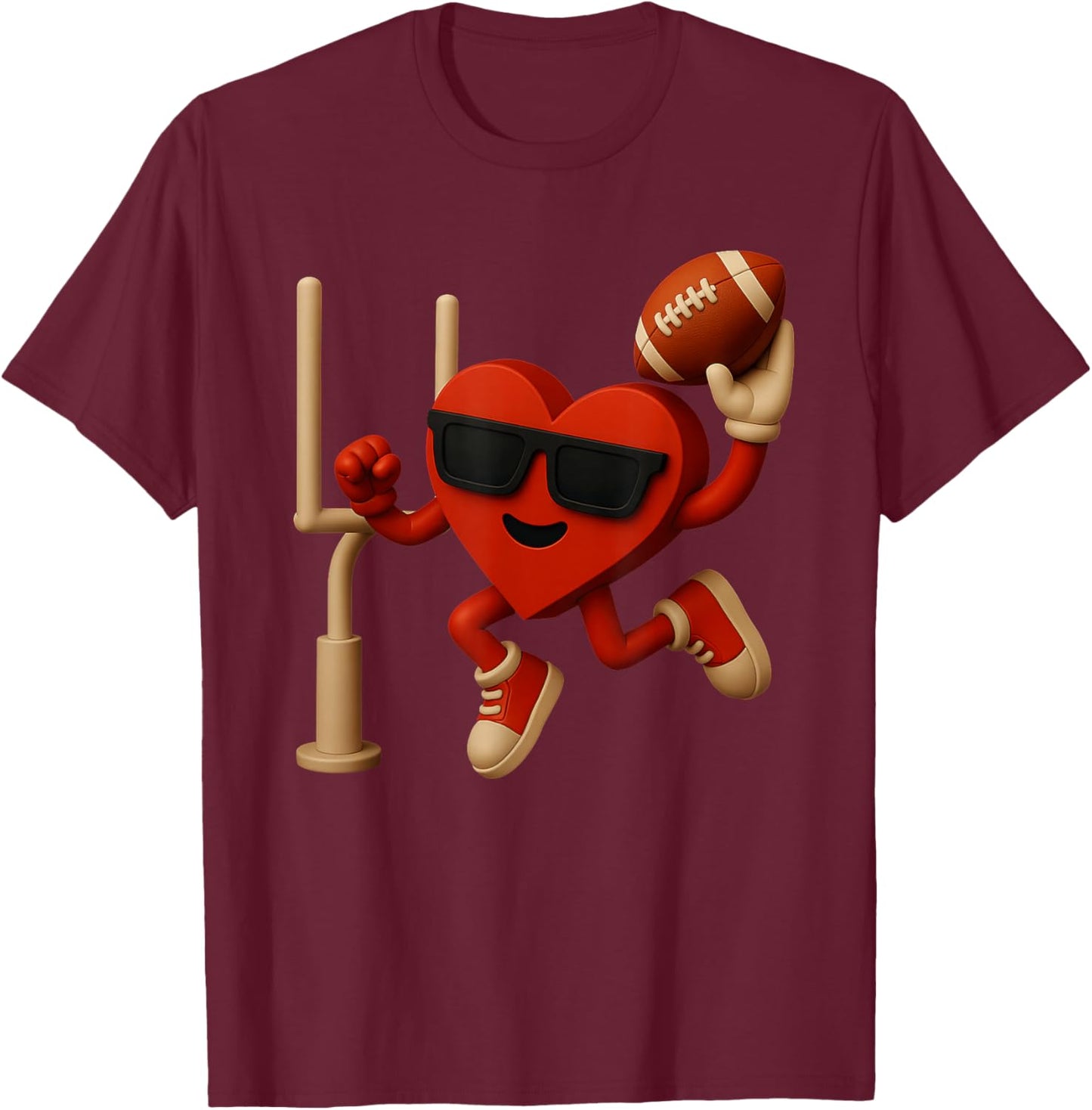 Football Valentines Day Cute Heart Funny Boys Girls Kids T-Shirt - T-Shirt | Maroon