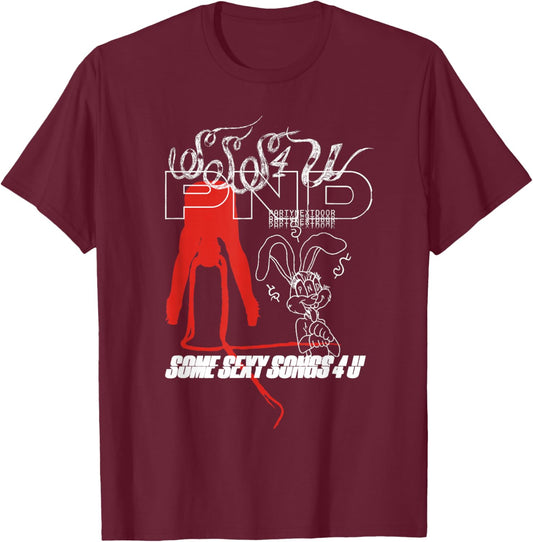 Bunny Doodle Graphic T-Shirt - T-Shirt | Maroon