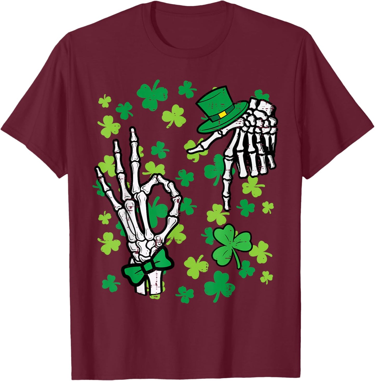 St Patricks Day 6 7 Skeleton Six Seven Meme Kids Boys Youth T-Shirt - T-Shirt | Maroon