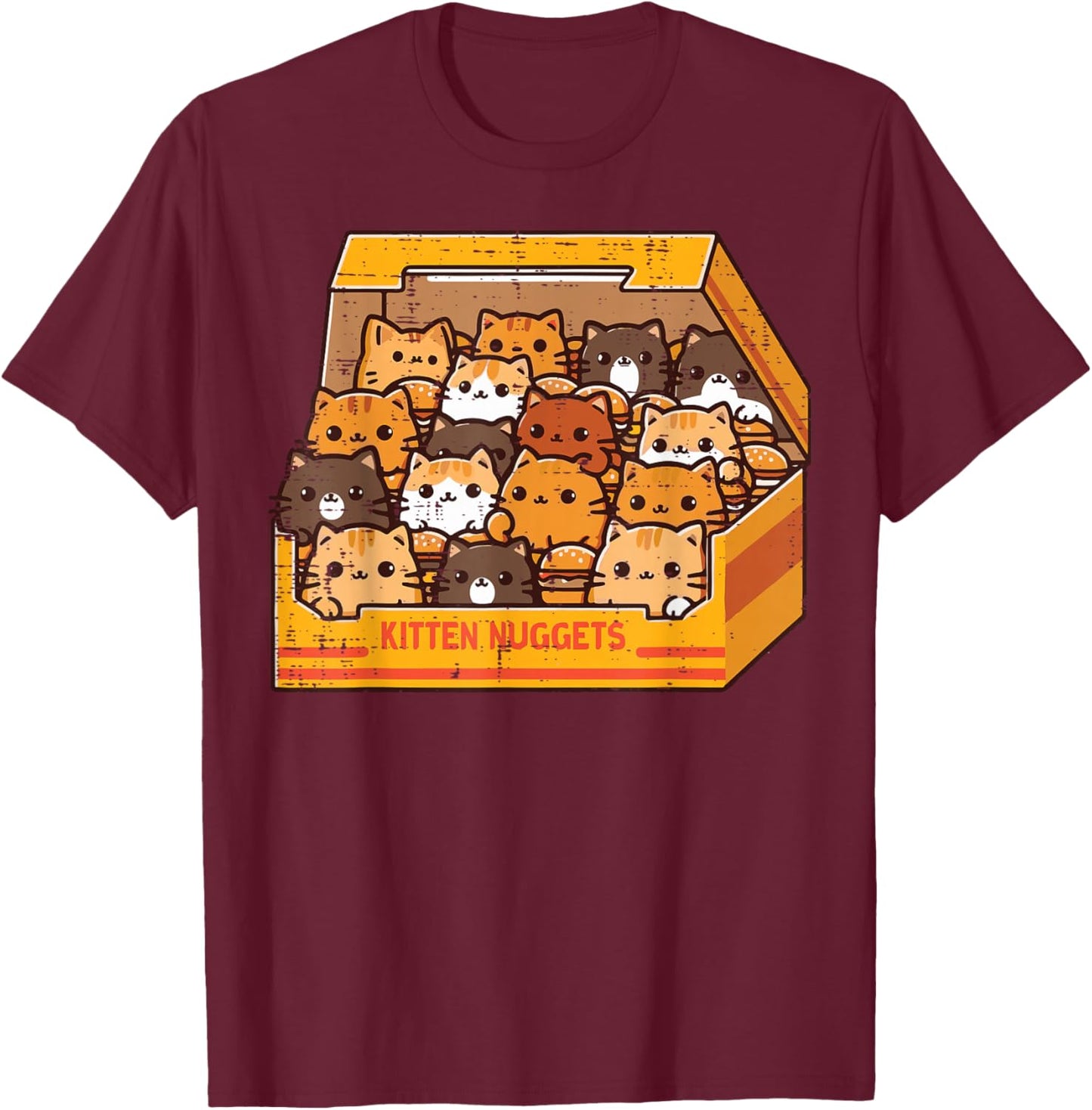 Cats Kitten Nuggets Pun Funny Kitty Food Women Girls Kids T-Shirt - T-Shirt | Maroon
