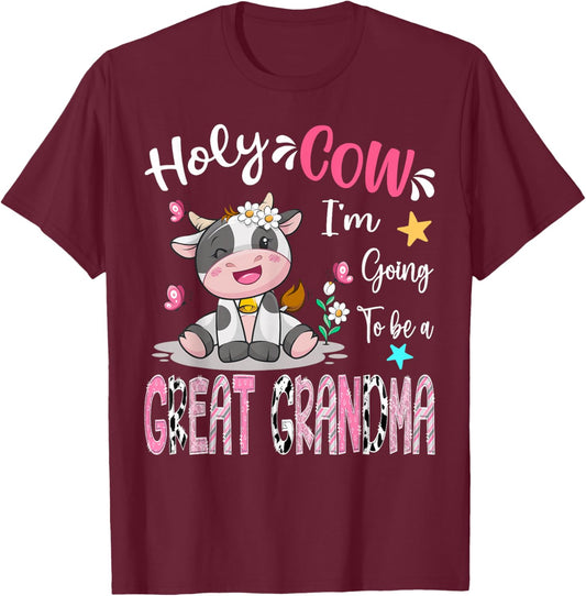 I'm Going to Be A Great Grandma Cute Cow Gender Reveal Party T-Shirt - T-Shirt | Maroon