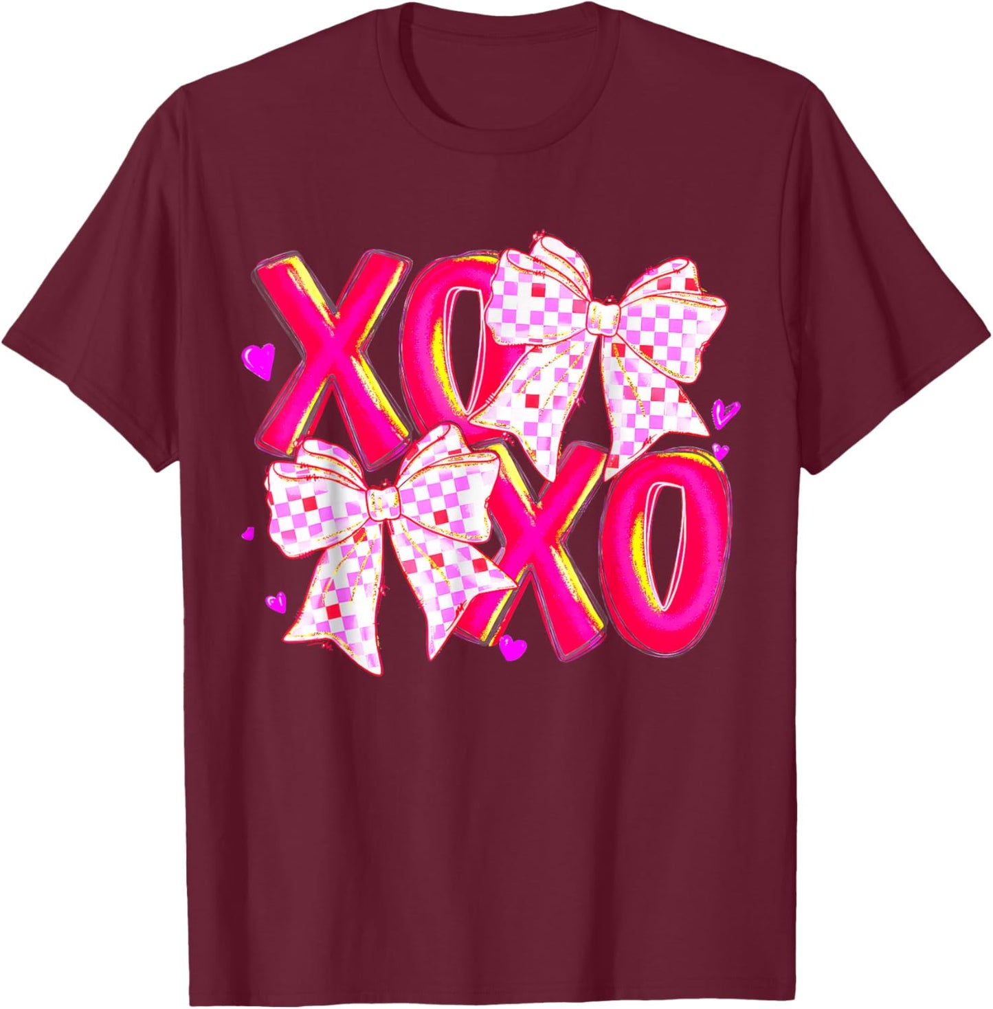 Coquette Valentines XOXO T-Shirt - T-Shirt | Maroon