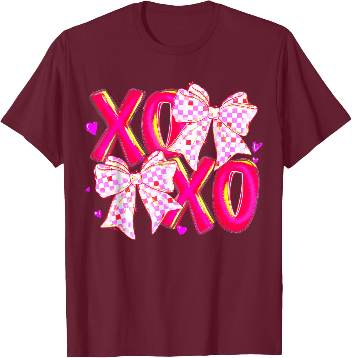 Coquette Valentines XOXO T-Shirt - T-Shirt | Maroon