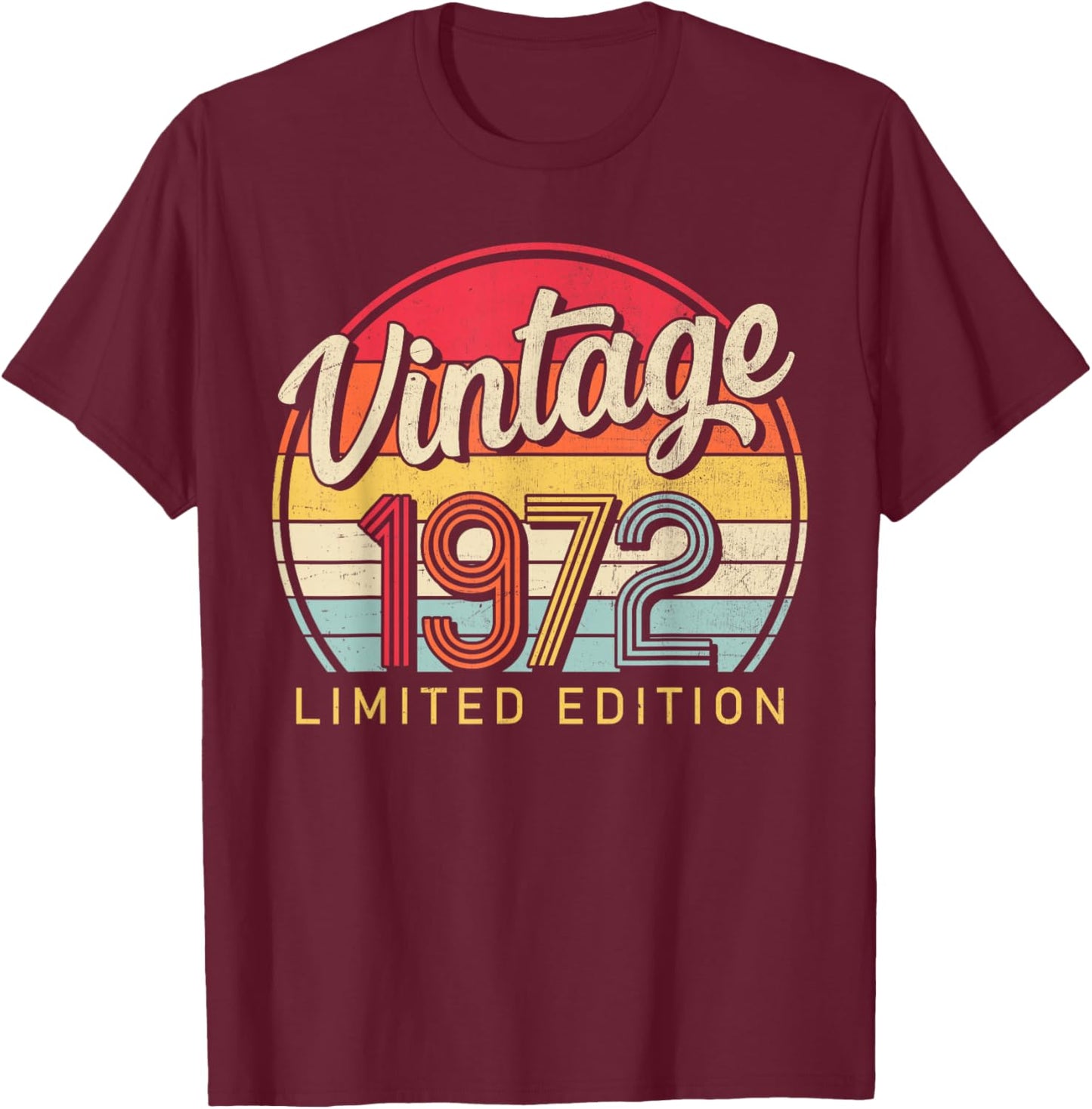 Limited Edition Retro Style 70's Born Vintage 1972 Birthday T-Shirt - T-Shirt | Maroon