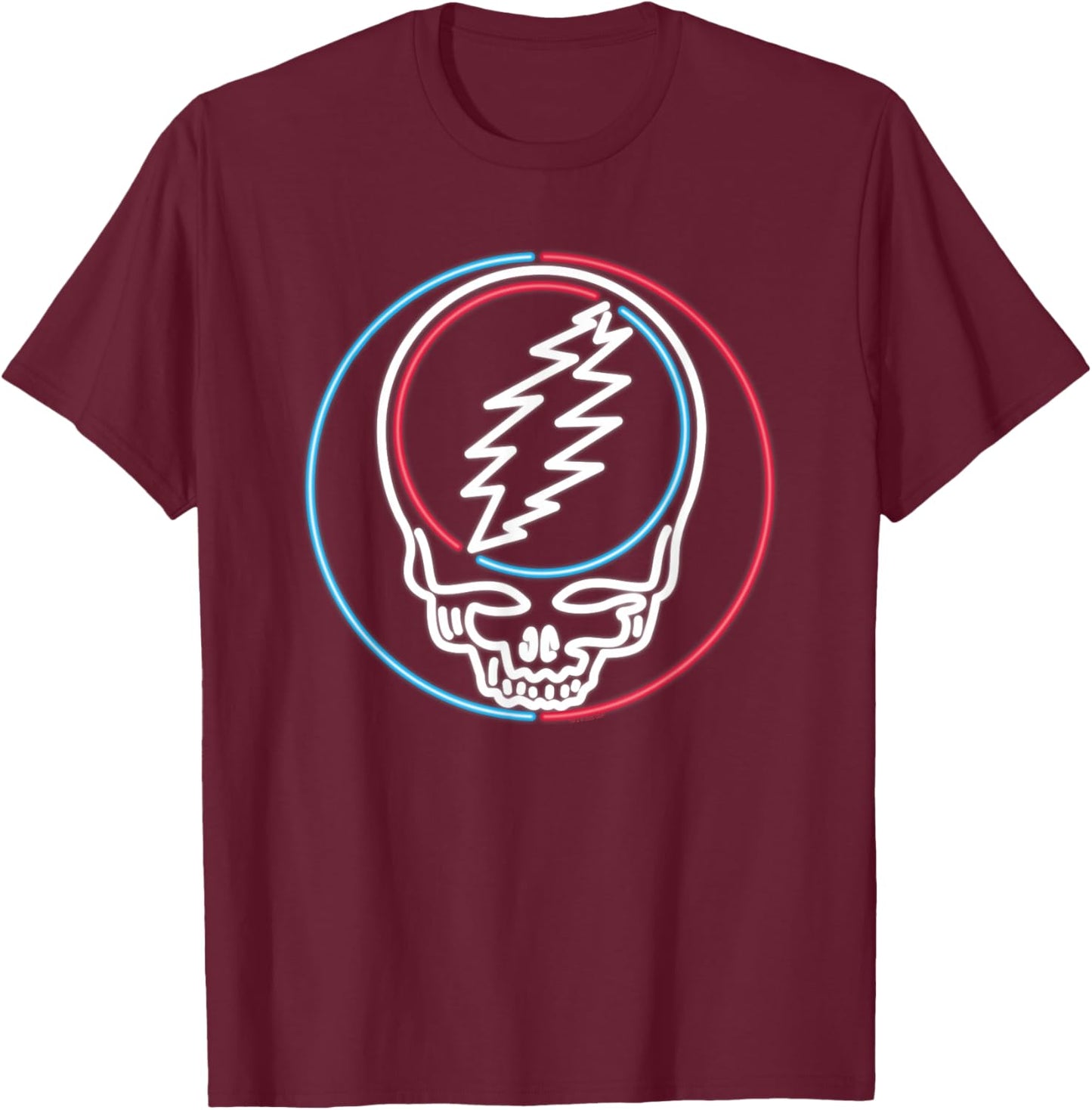 Grateful Dead Glowing Neon Sign Steal Your Face Vintage Band T-Shirt - T-Shirt | Maroon