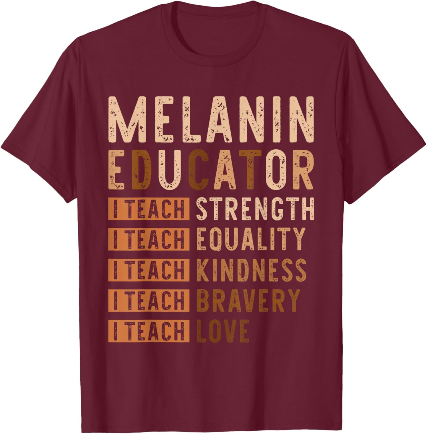 I Teach Love Black History Month African American Teacher T-Shirt - T-Shirt | Maroon