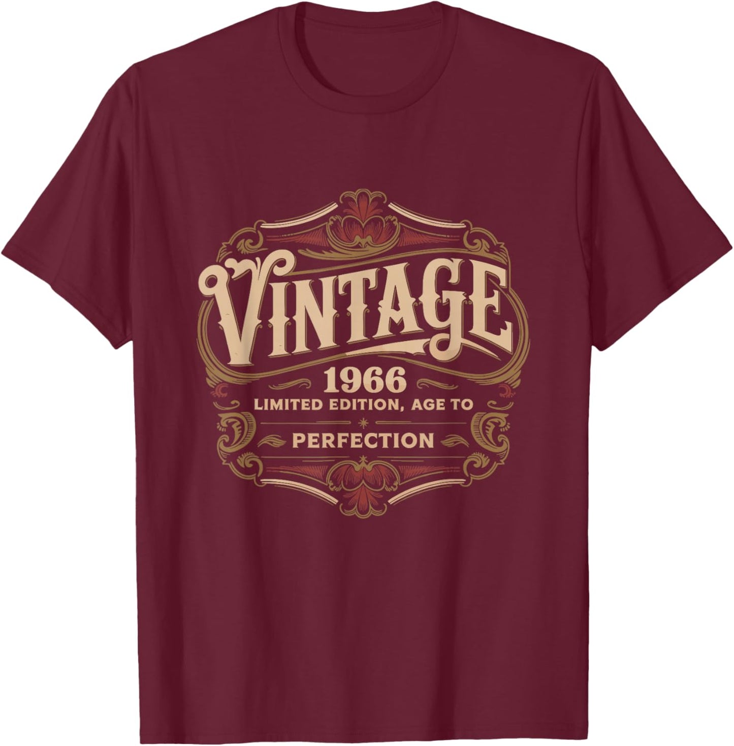 60th Birthday 2026, Funny Vintage Age, Born 1966 T-Shirt - T-Shirt | Maroon