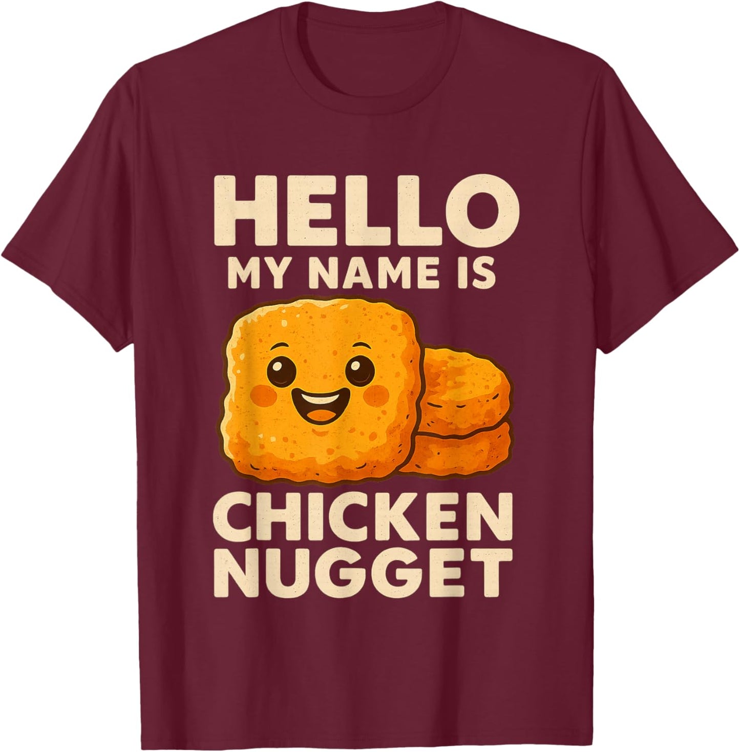 Hello My Name is Chicken Nugget Costume Kids Chicken Nugget T-Shirt - T-Shirt | Maroon