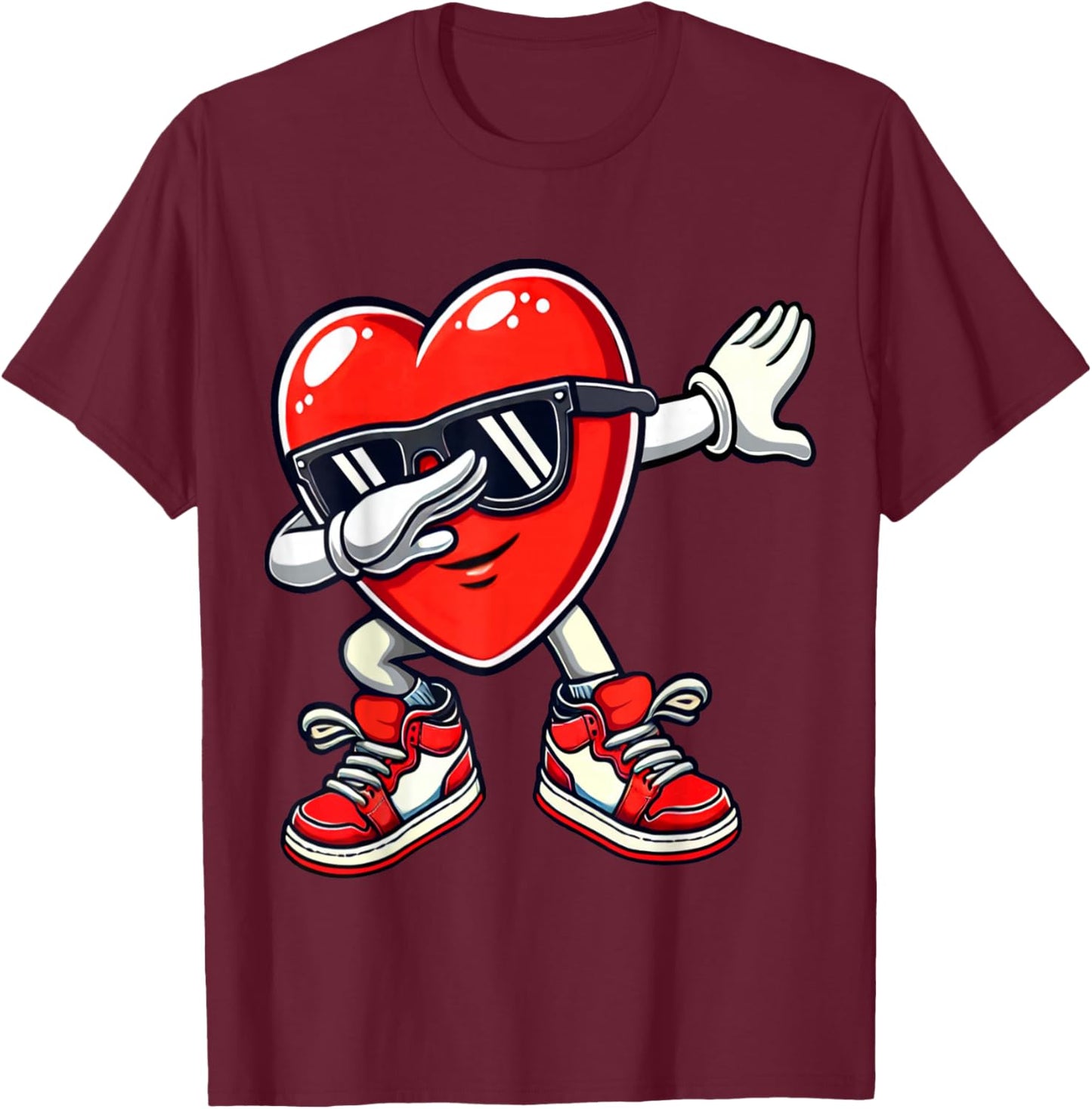 Valentine's Dabbing Heart Funny Gifts Kids Boys Girls T-Shirt - T-Shirt | Maroon