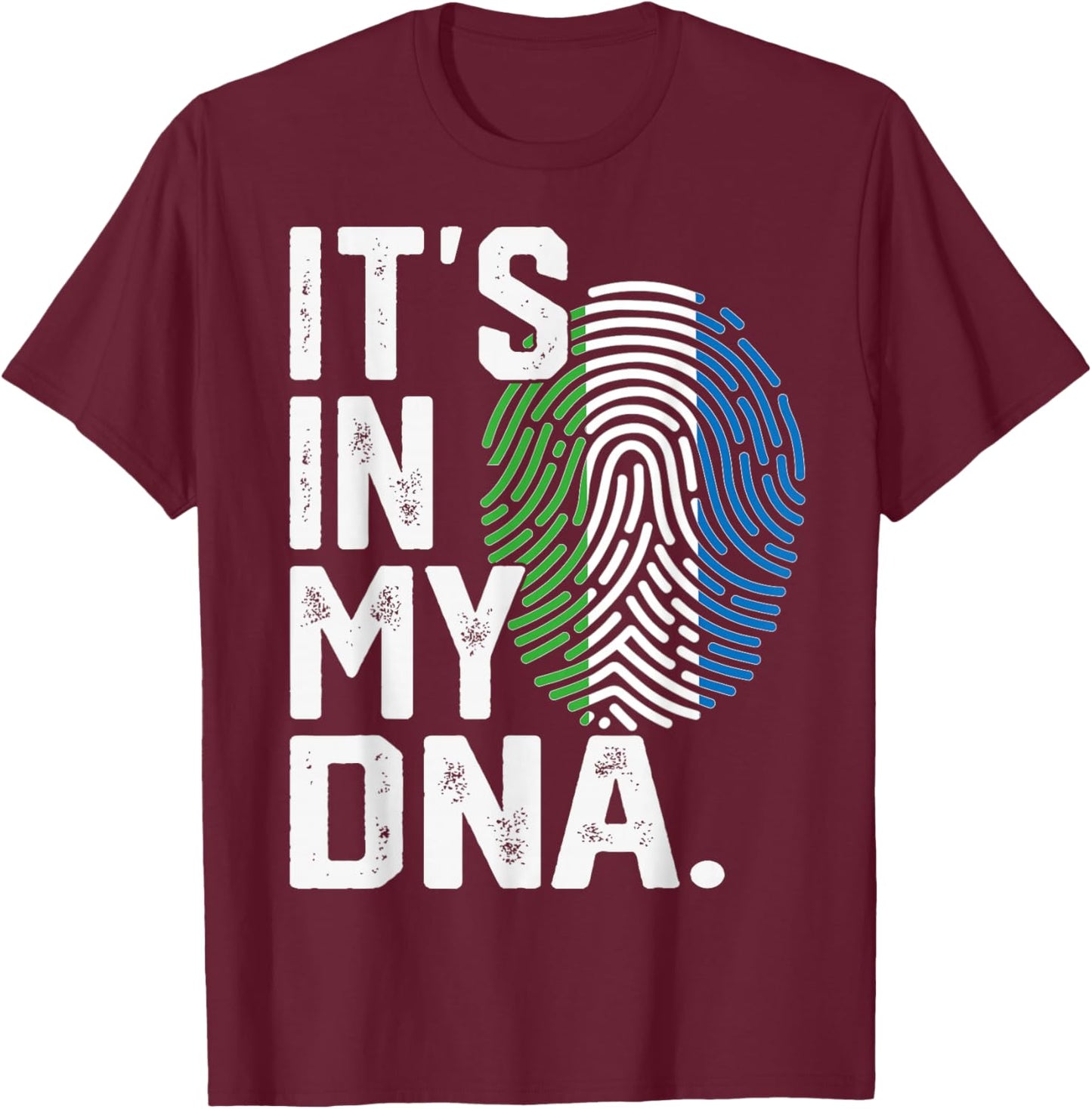 Sierra Leone Roots Flag Fingerprint Graphic Patriotic T-Shirt - T-Shirt | Maroon