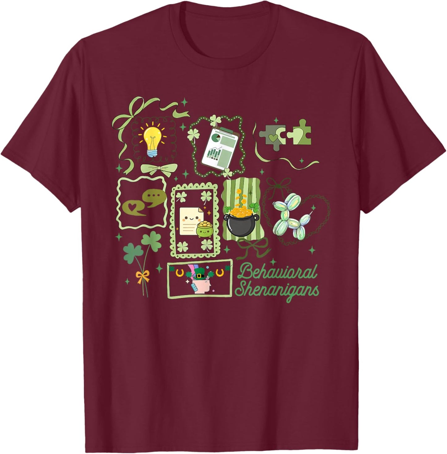 Stamp Behavior Therapy RBT ABA Therapist St Patrick's Day T-Shirt - T-Shirt | Maroon