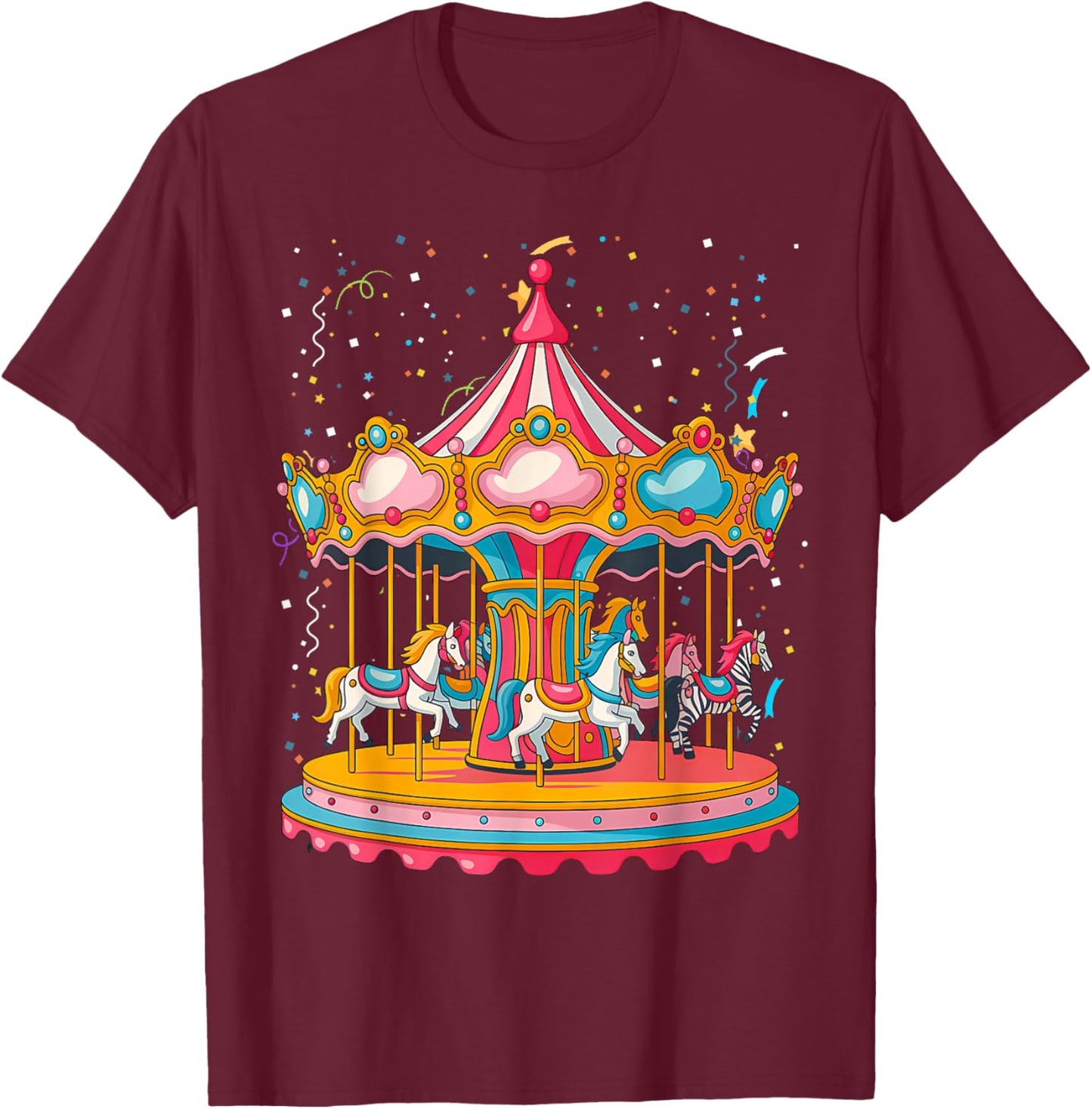 Horse Riding Carousel Rider Country Fair Carnival T-Shirt - T-Shirt | Maroon