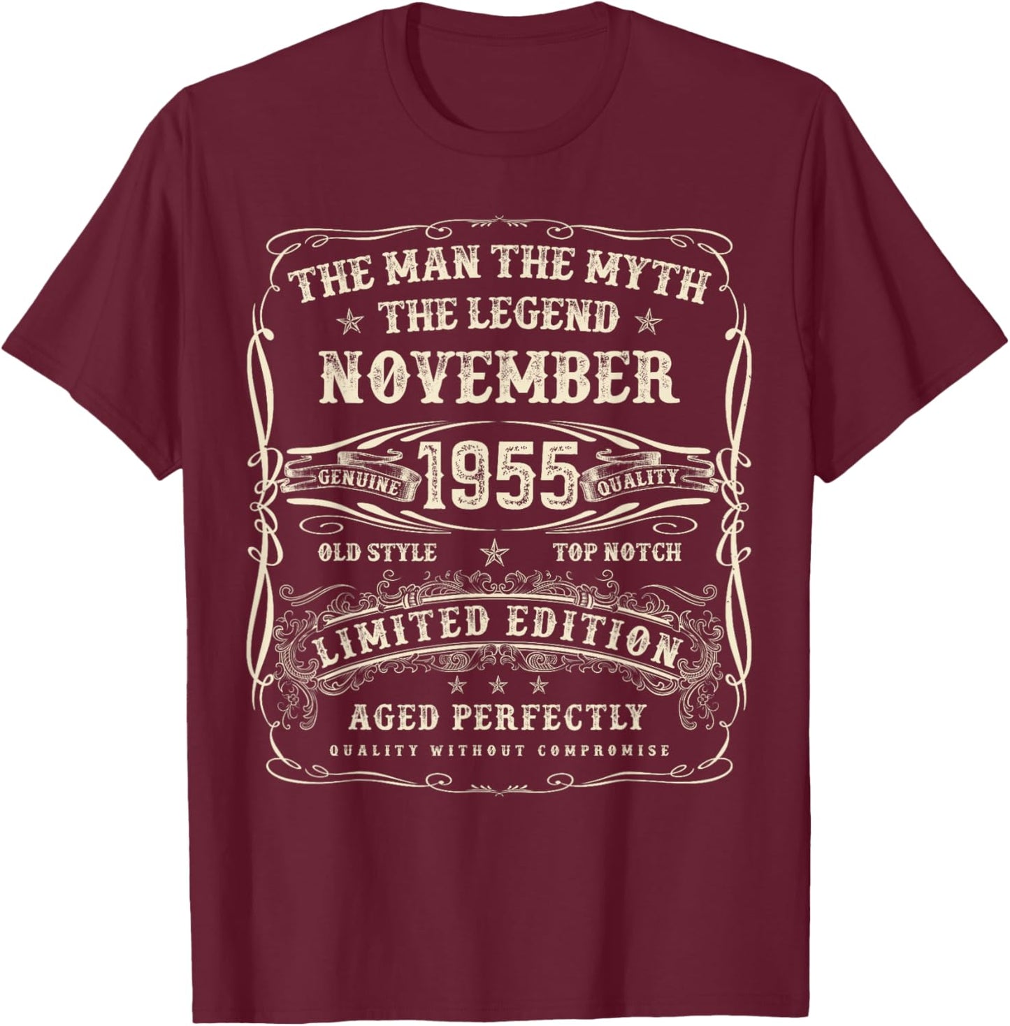 November 1955 70th Birthday Gifts 70 Year Old Bday T-Shirt - T-Shirt | Maroon