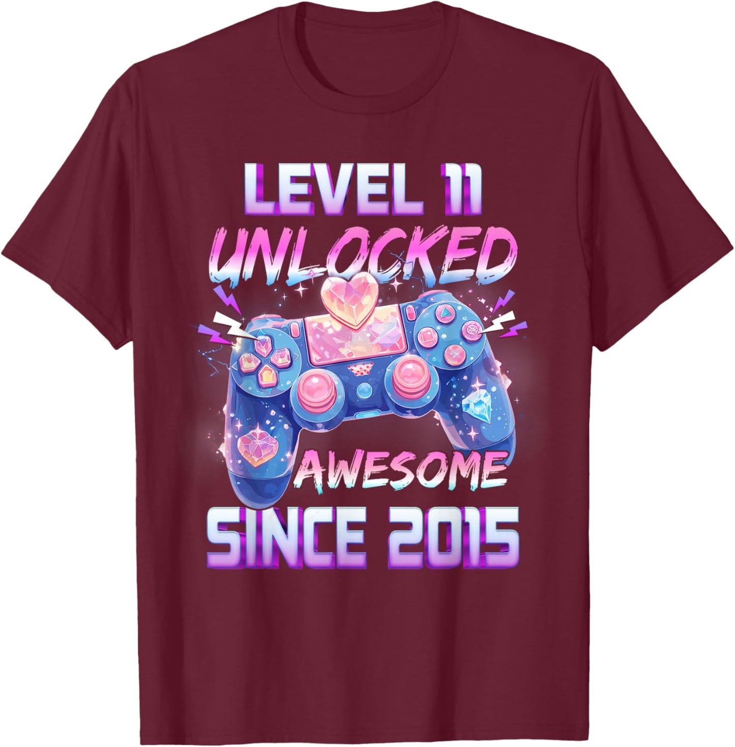 Girl Level 11 Unlocked Video Game 11th Birthday T-Shirt - T-Shirt | Maroon
