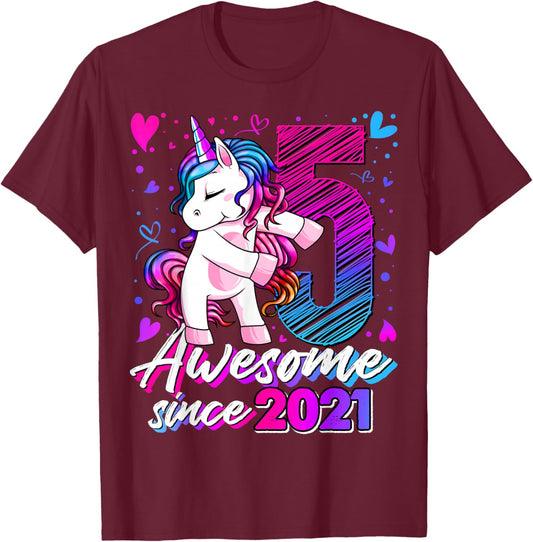 5th Birthday Shirt Girl 5 Year Old Gifts 5 Birthday Girl T-Shirt - T-Shirt | Maroon