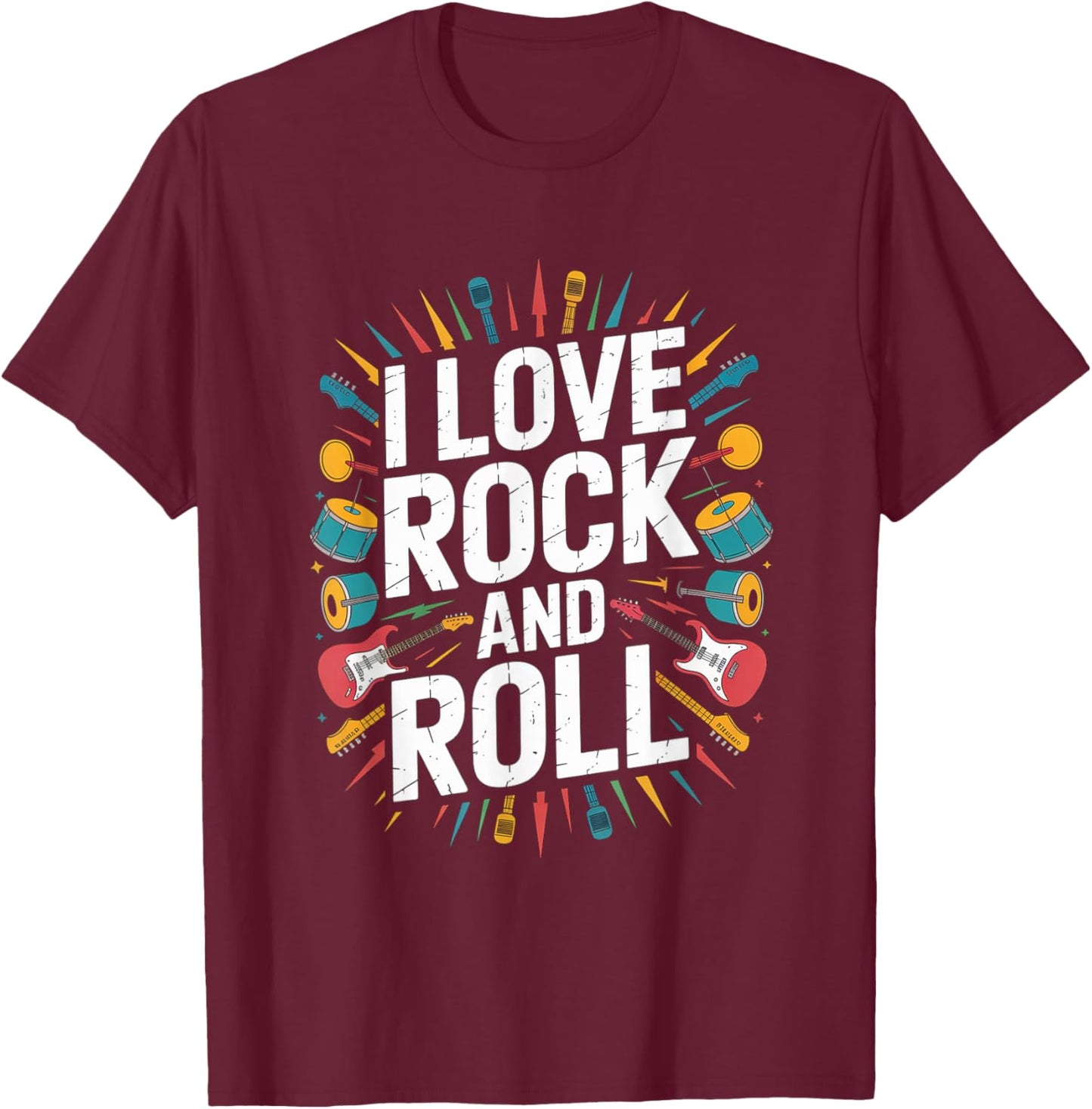 I Love Rock and Roll Iconic Statement T-Shirt - T-Shirt | Maroon