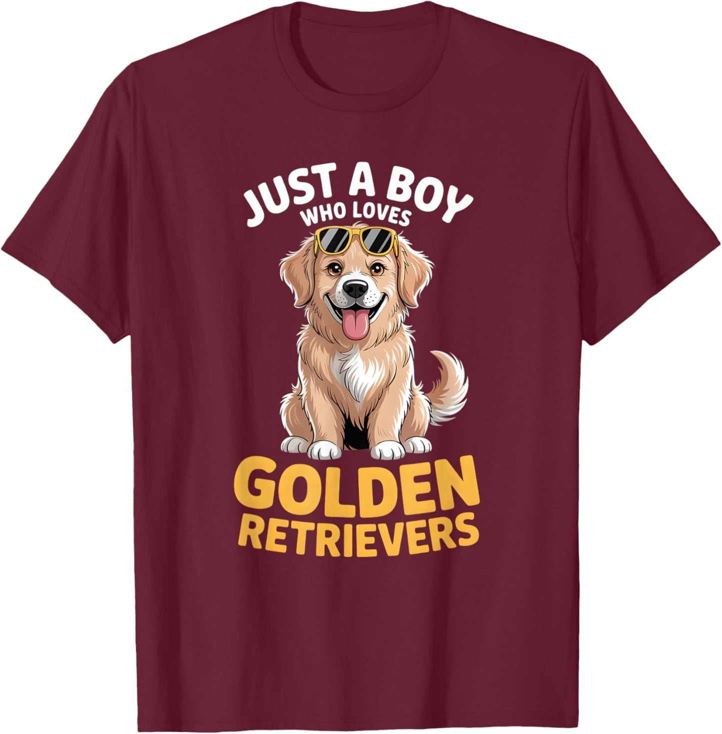 Boys Golden Retriever T-Shirt - T-Shirt | Maroon