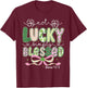 Coquette Bow St.Patrick's Day Not Lucky Simply Blessed Irish T-Shirt - T-Shirt | Maroon