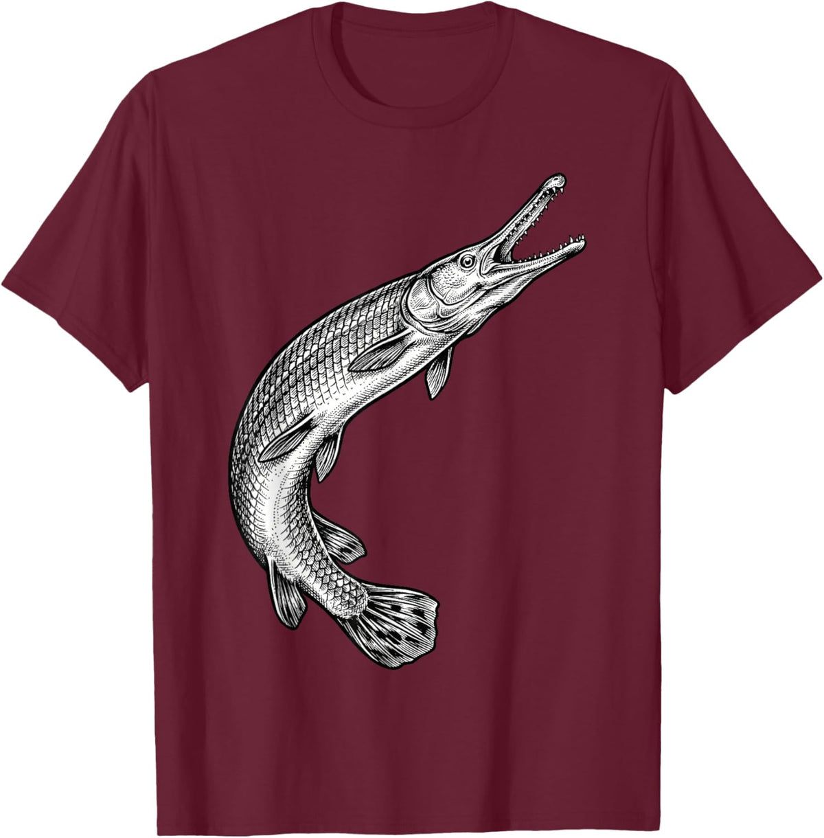 Vintage Alligator Gar Fish Fishing Fisherman Angler T-Shirt - T-Shirt | Maroon