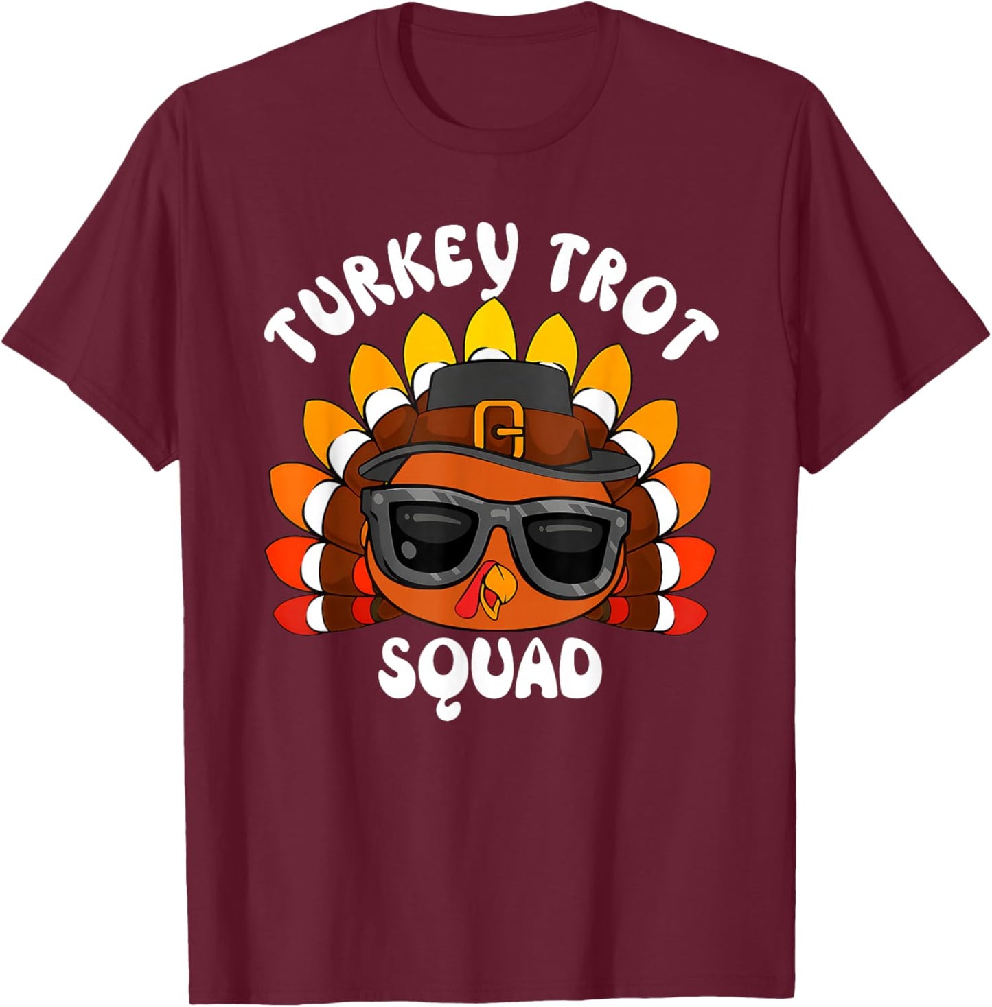Turkey Trot Squad Thanksgiving Fall Costume Men Women Kids T-Shirt - T-Shirt | Maroon