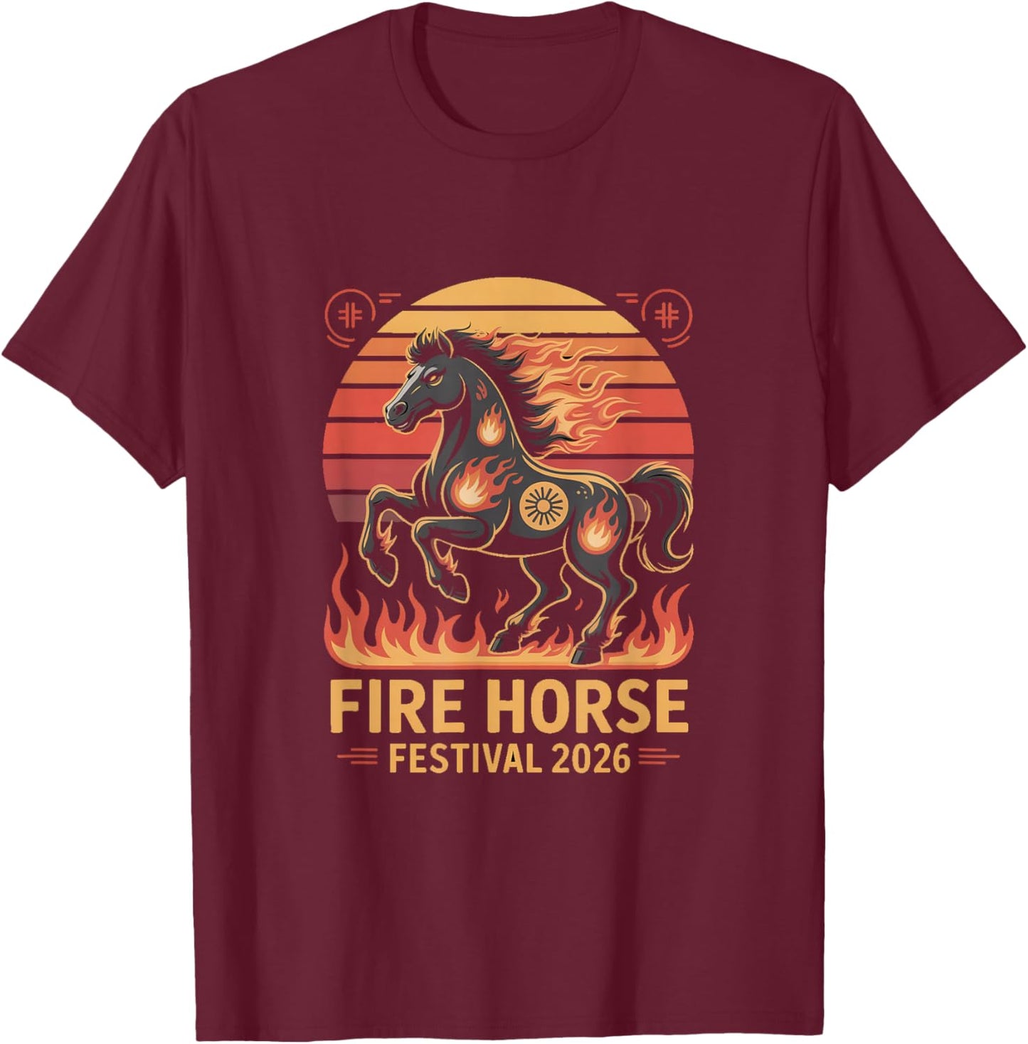 Blaze Into Fortune Chinese New Year Fire Horse 2026 T-Shirt - T-Shirt | Maroon