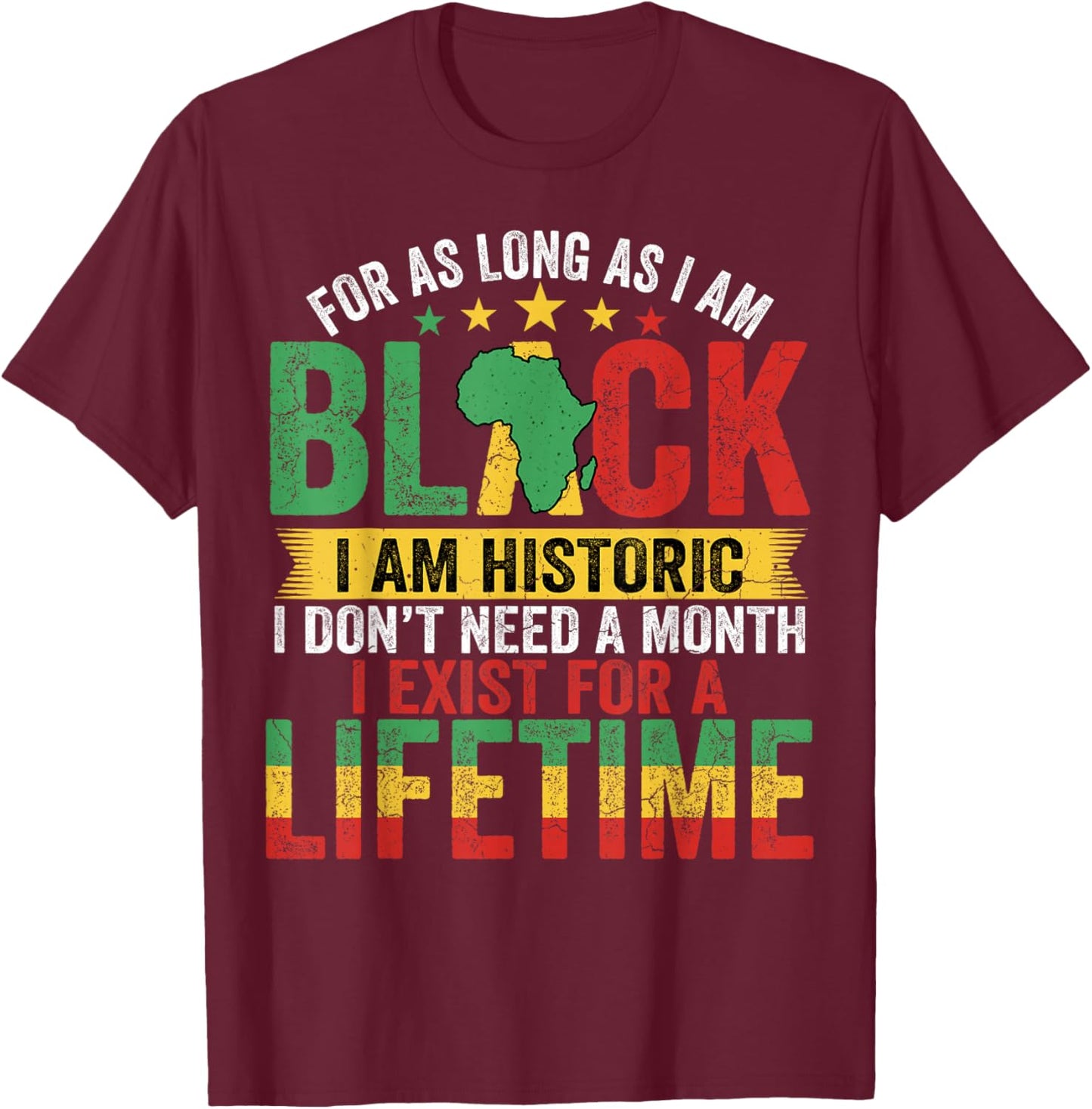 for As Long I Am Black Im Historic African Men Women Kids T-Shirt - T-Shirt | Maroon