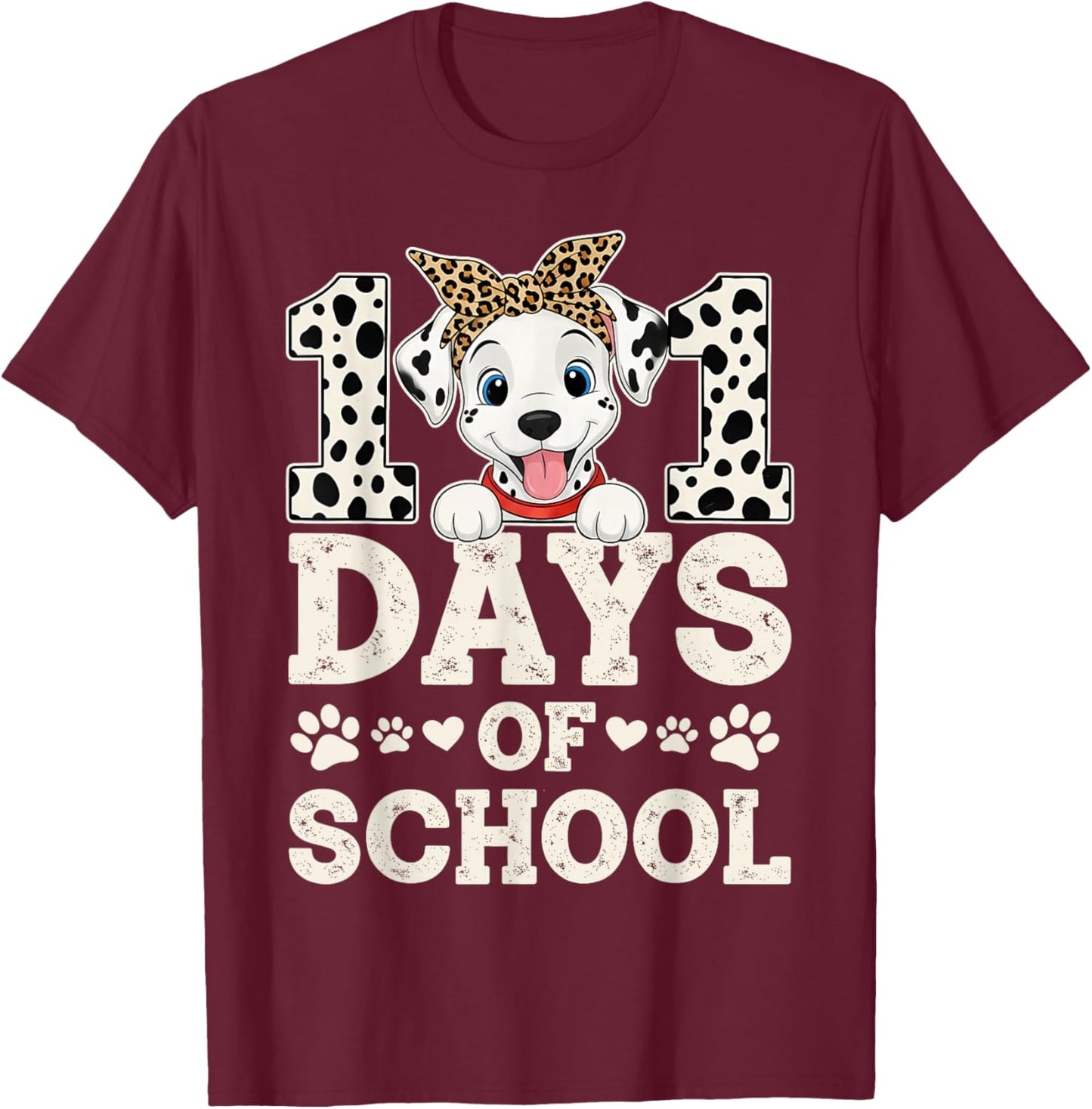 Happy 101 Days of School Funny Student Teacher Kids T-Shirt - T-Shirt | Maroon