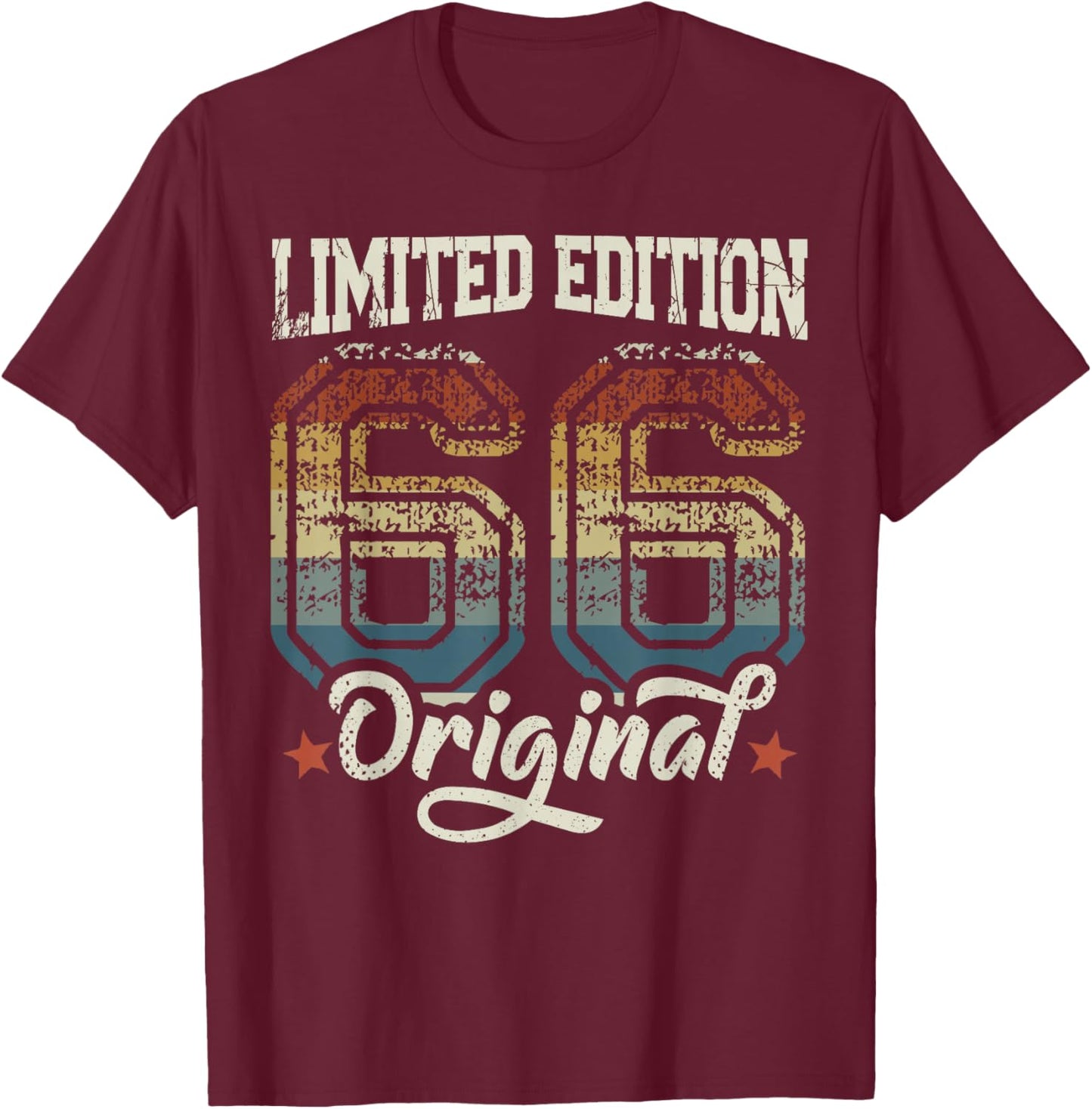 60th Birthday Man Woman 60 Years 1966 Decorative Gift Funny T-Shirt - T-Shirt | Maroon