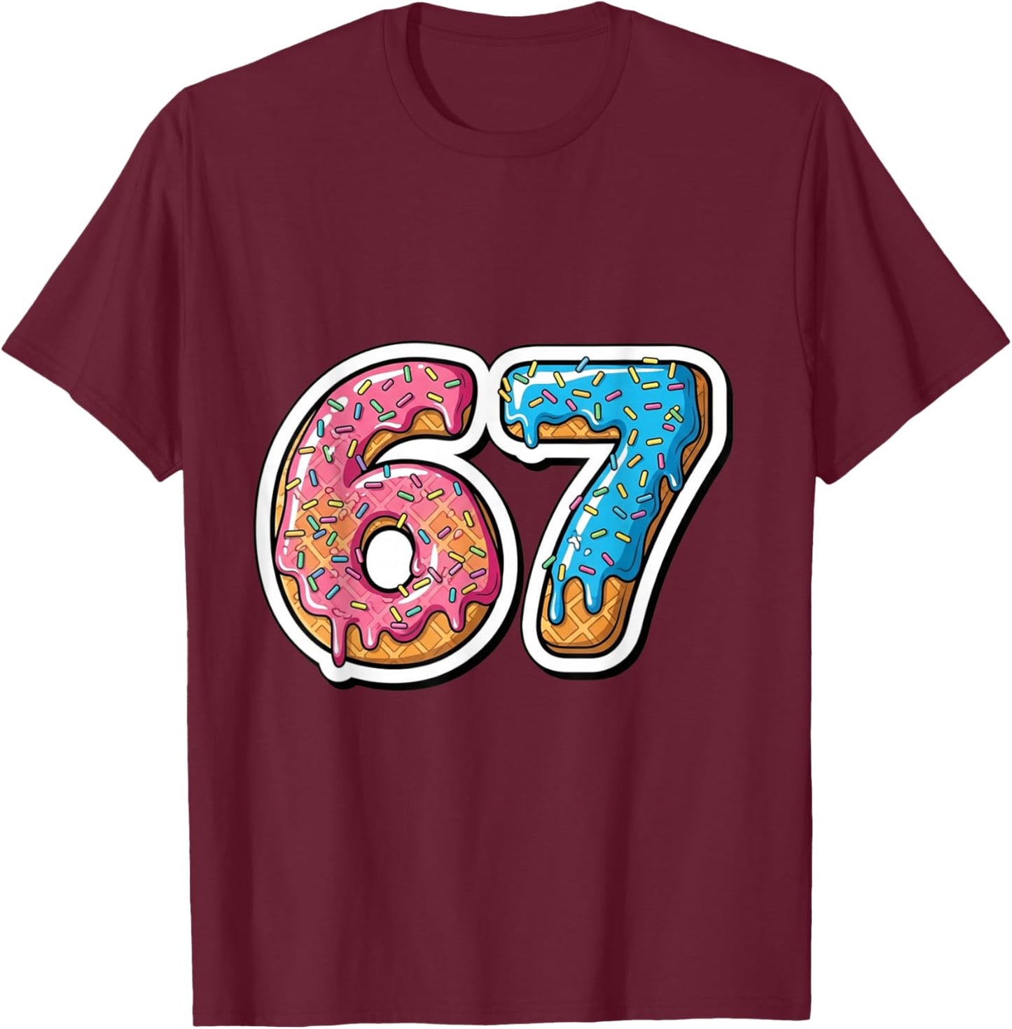 Six Seven Ice Cream Drip Sports Cool Meme 67 Funny Number T-Shirt - T-Shirt | Maroon