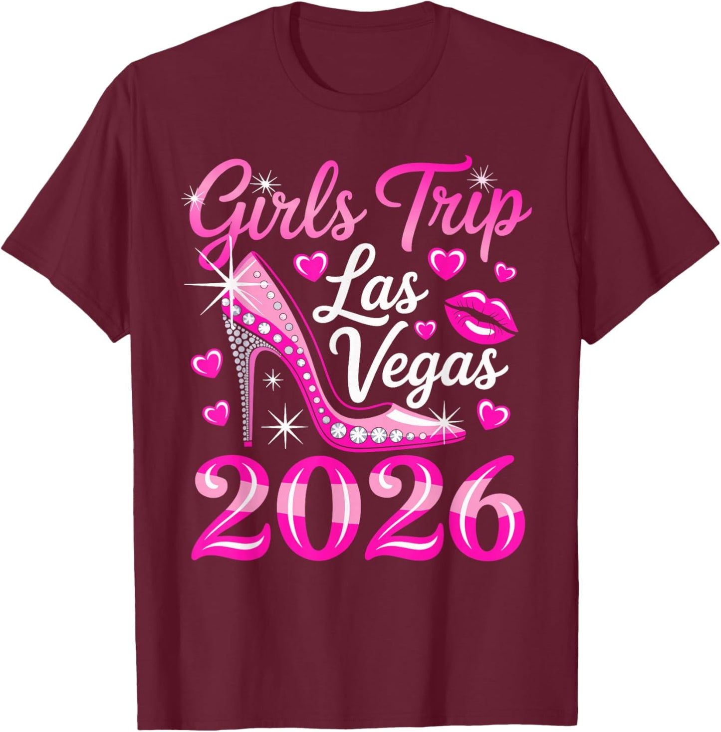 Girls Trip Las Vegas 2026 Bachelorette Squad T-Shirt - T-Shirt | Maroon