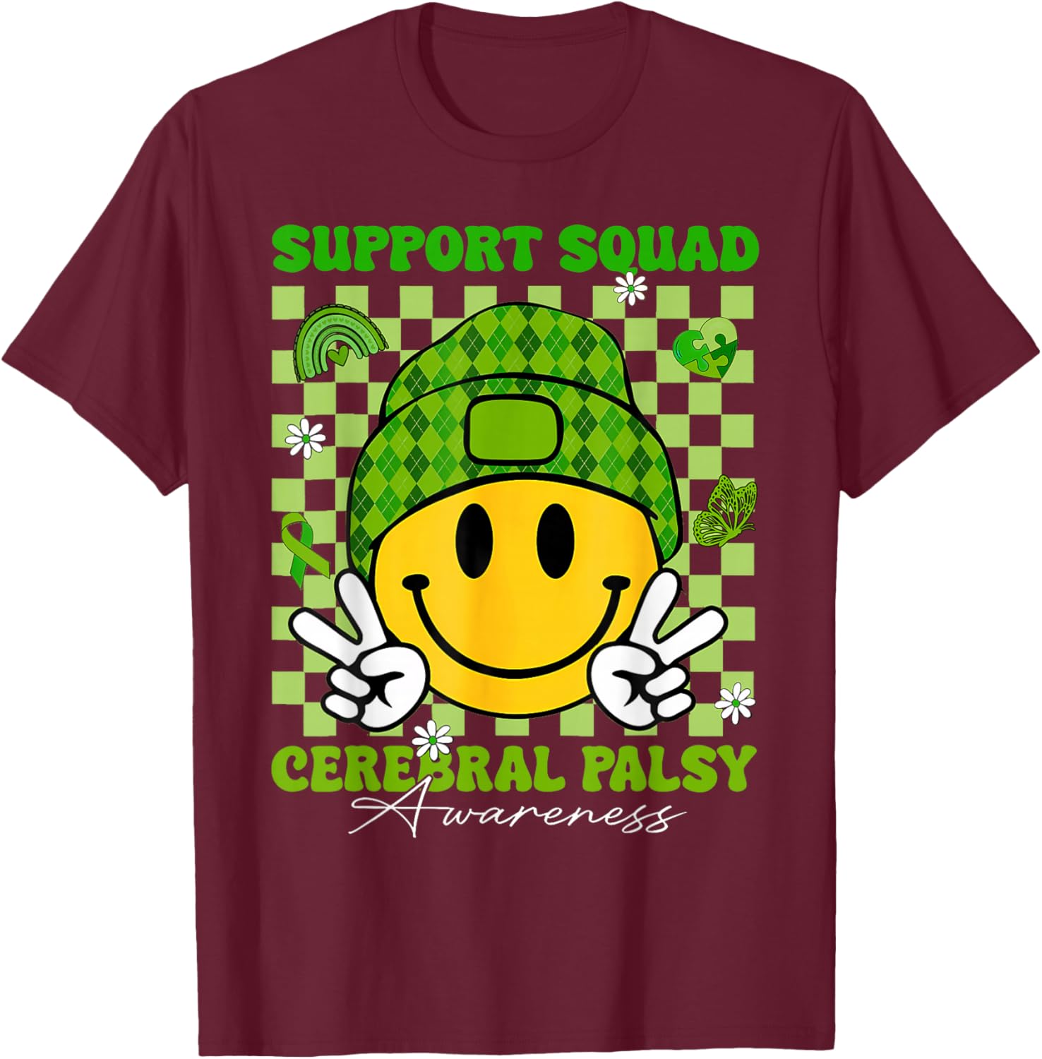 Cerebral Palsy Support Squad Cerebral Palsy Awareness T-Shirt - T-Shirt | Maroon