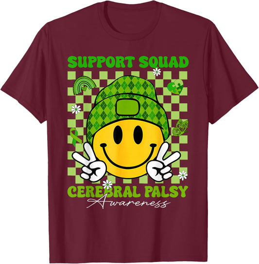 Cerebral Palsy Support Squad Cerebral Palsy Awareness T-Shirt - T-Shirt | Maroon