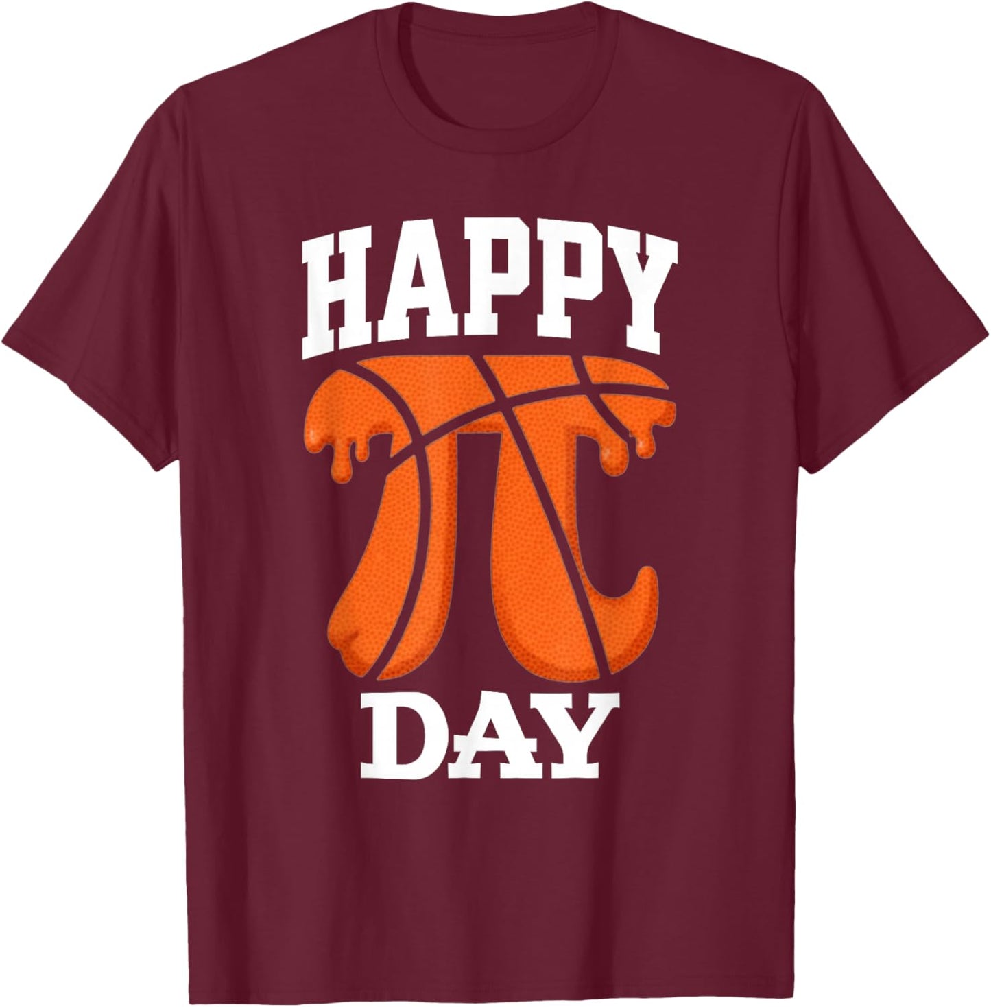Happy Pi Day Basketball 3.14 Math Lover Pi Symbol Nerdy T-Shirt - T-Shirt | Maroon