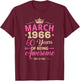 March 1966 60 Years of Being Awesome Retro 60Th Birthday T-Shirt - T-Shirt | Maroon
