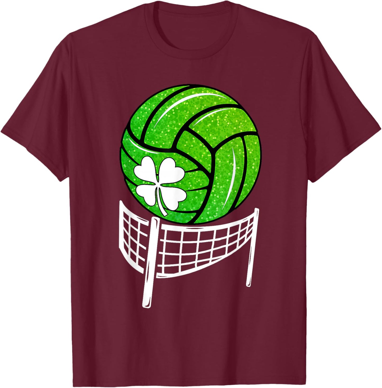 Volleyball Shamrock Lucky Clover Irish St Patrick's Day Boys T-Shirt - T-Shirt | Maroon