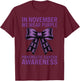Pancreatic Cancer Coquette Bow in November We Wear Purple T-Shirt - T-Shirt | Maroon