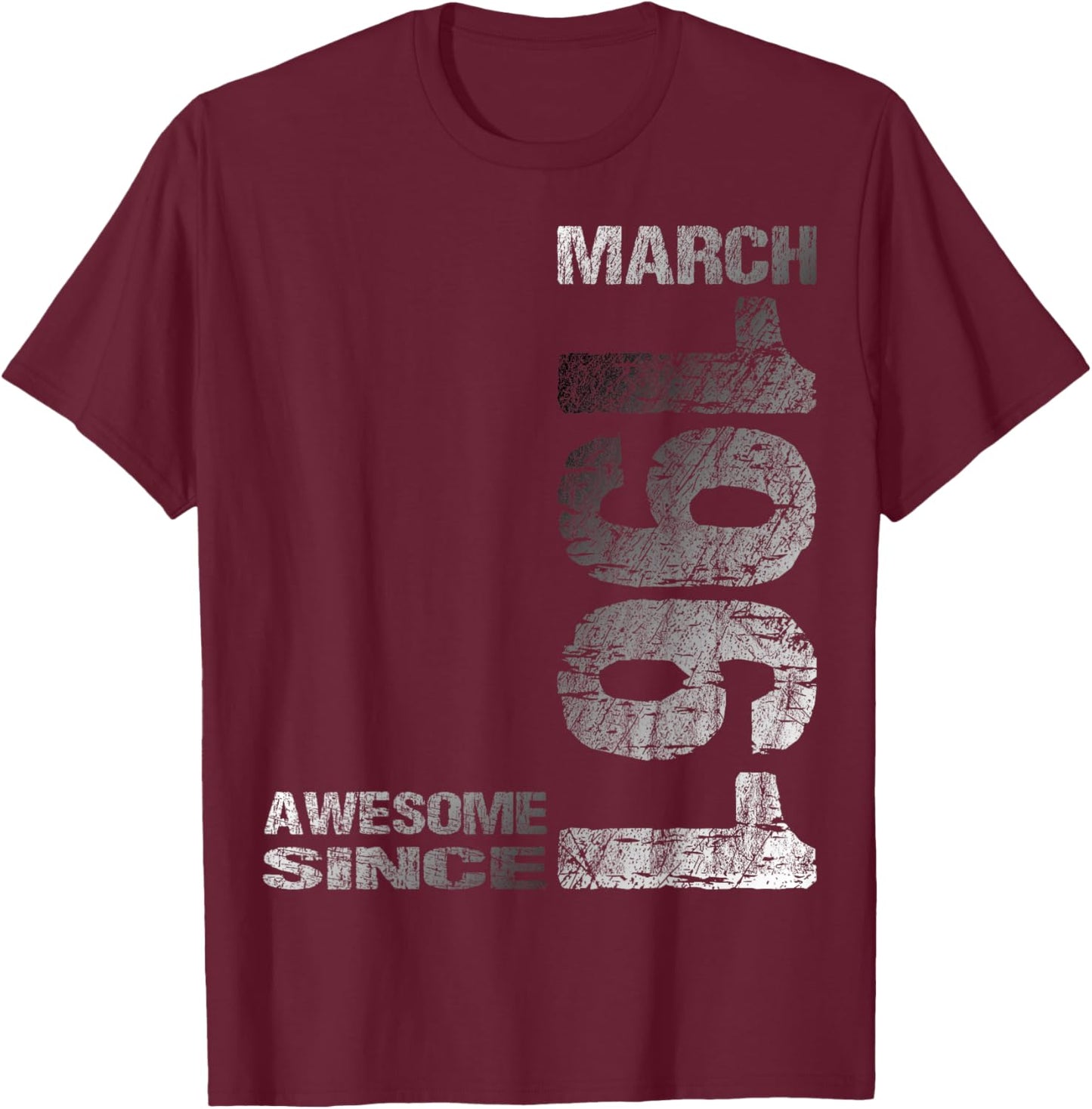 Awesome Since March 1961 Vintage 65. Birthday T-Shirt - T-Shirt | Maroon