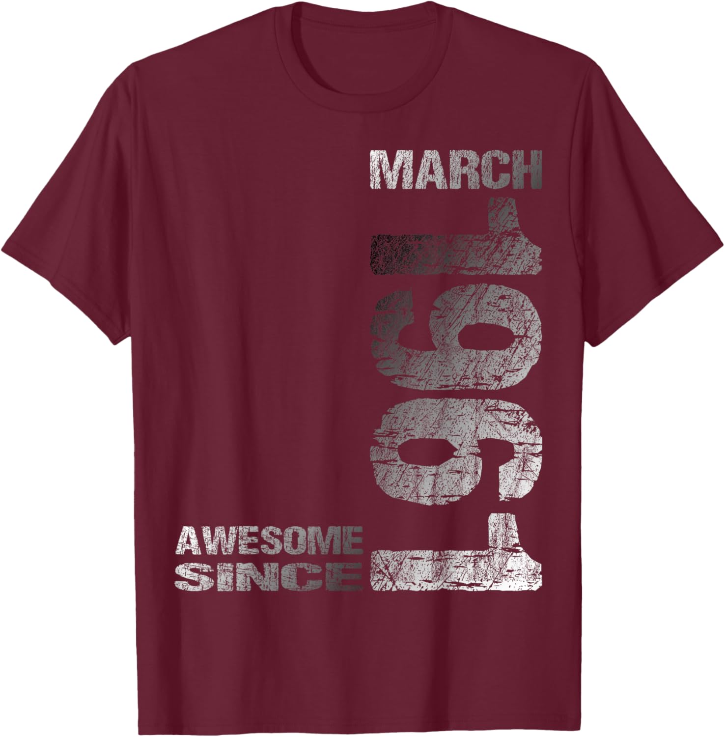 Awesome Since March 1961 Vintage 65. Birthday T-Shirt - T-Shirt | Maroon