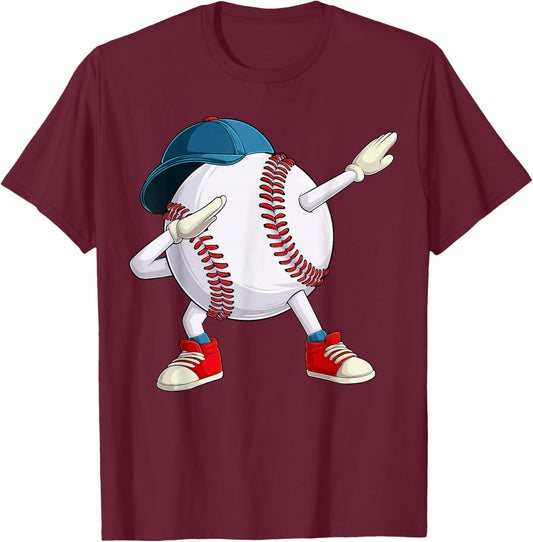 Dabbing Dab Dance Baseball Graphic Boys Girls Women Men T-Shirt - T-Shirt | Maroon