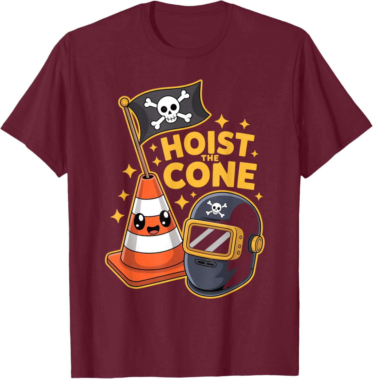 Icons Pirate Traffic Cone Funny Hoist The Cone T-Shirt - T-Shirt | Maroon