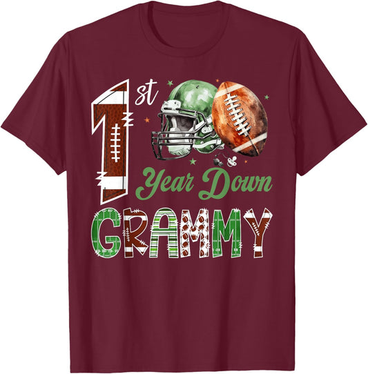 Grammy of The 1 Year Old Football 1st Birthday Boy Party T-Shirt - T-Shirt | Maroon