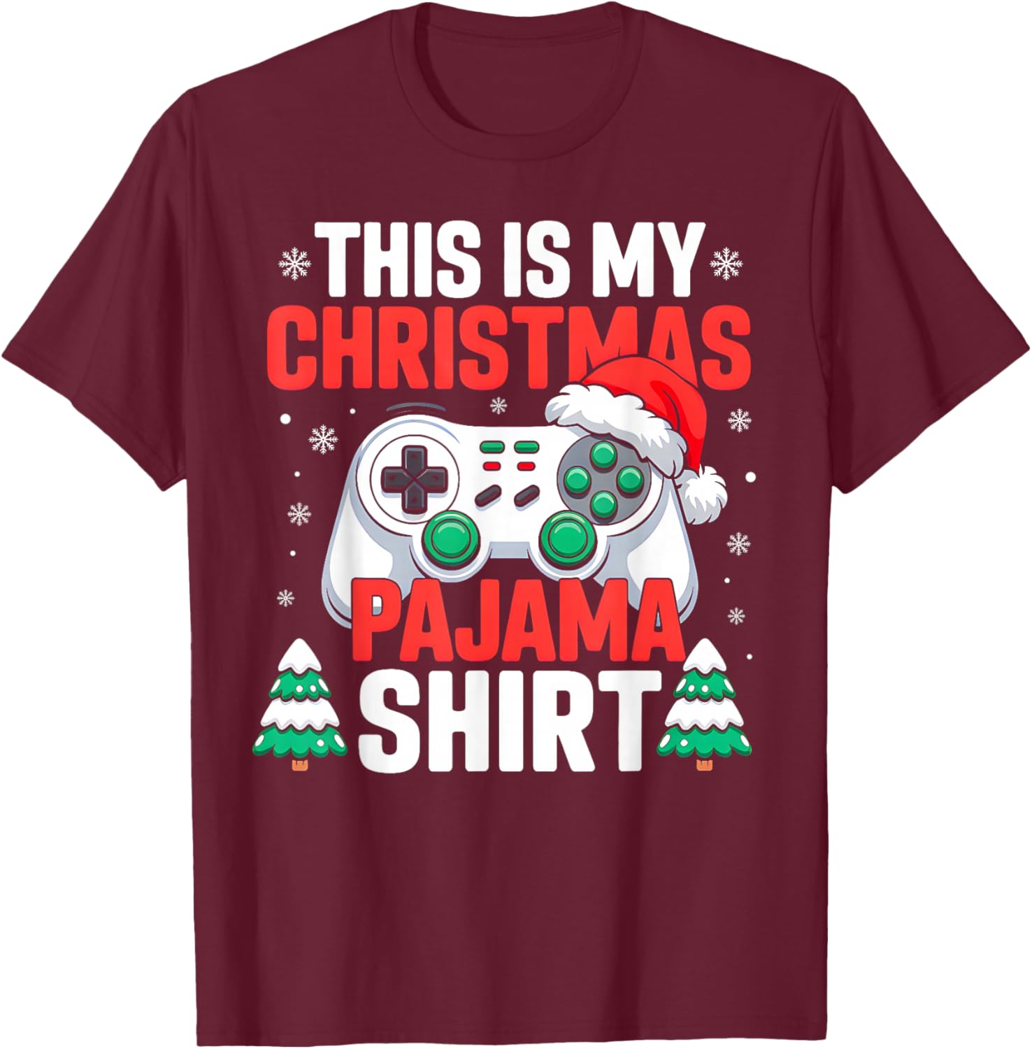 This is My Christmas Pajama Shirt Video Gamer Gaming Boys T-Shirt - T-Shirt | Maroon