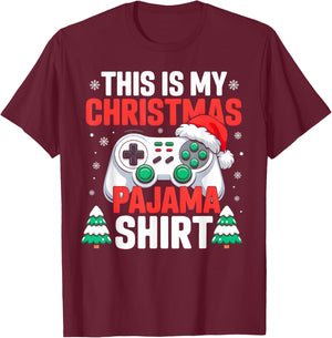 This is My Christmas Pajama Shirt Video Gamer Gaming Boys T-Shirt - T-Shirt | Maroon