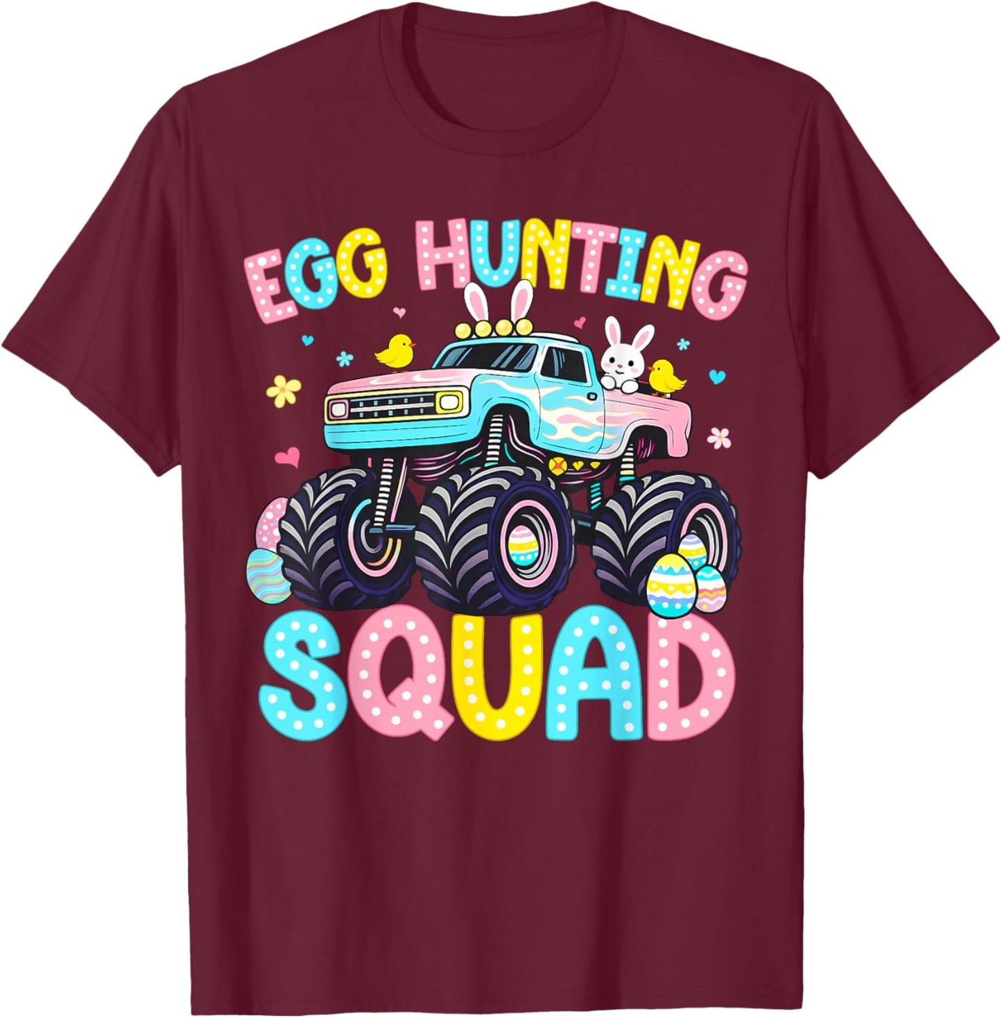 Egg Hunting Squad for Kids Toddler Boys Girls Easter Day T-Shirt - T-Shirt | Maroon