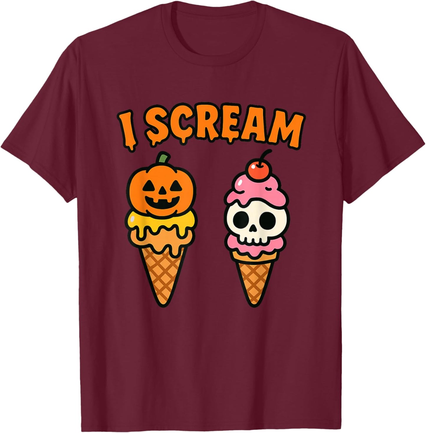 I Scream Ice Cream Ghost Halloween Costume T-Shirt - T-Shirt | Maroon